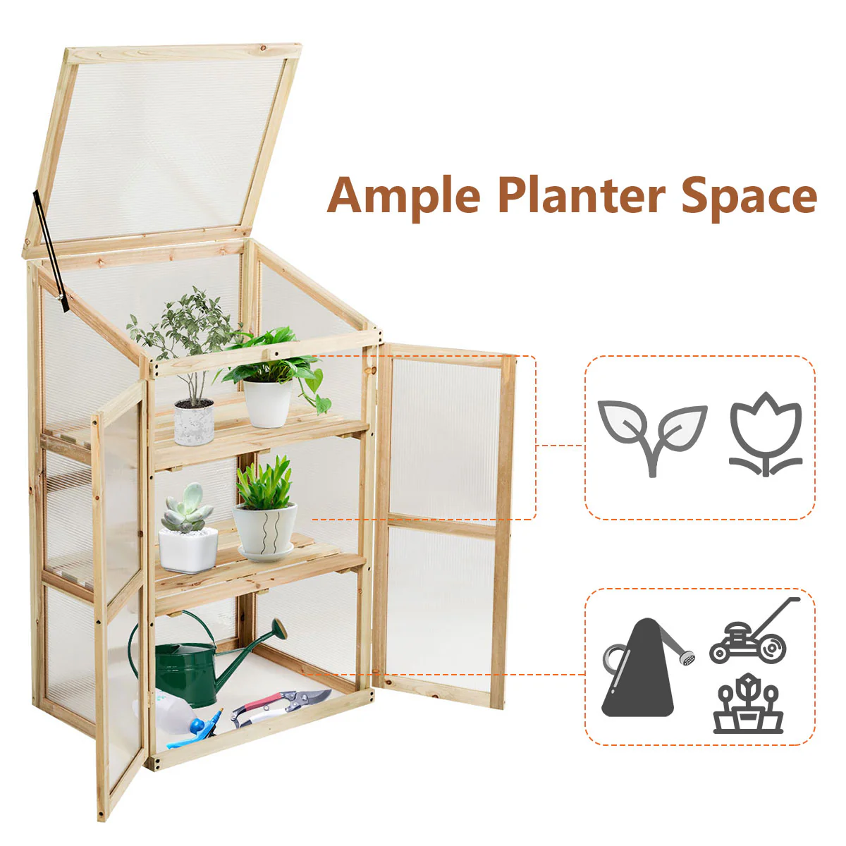 3-Tier Outdoor Wooden Greenhouse for Garden Balcony Backyard - Image 9
