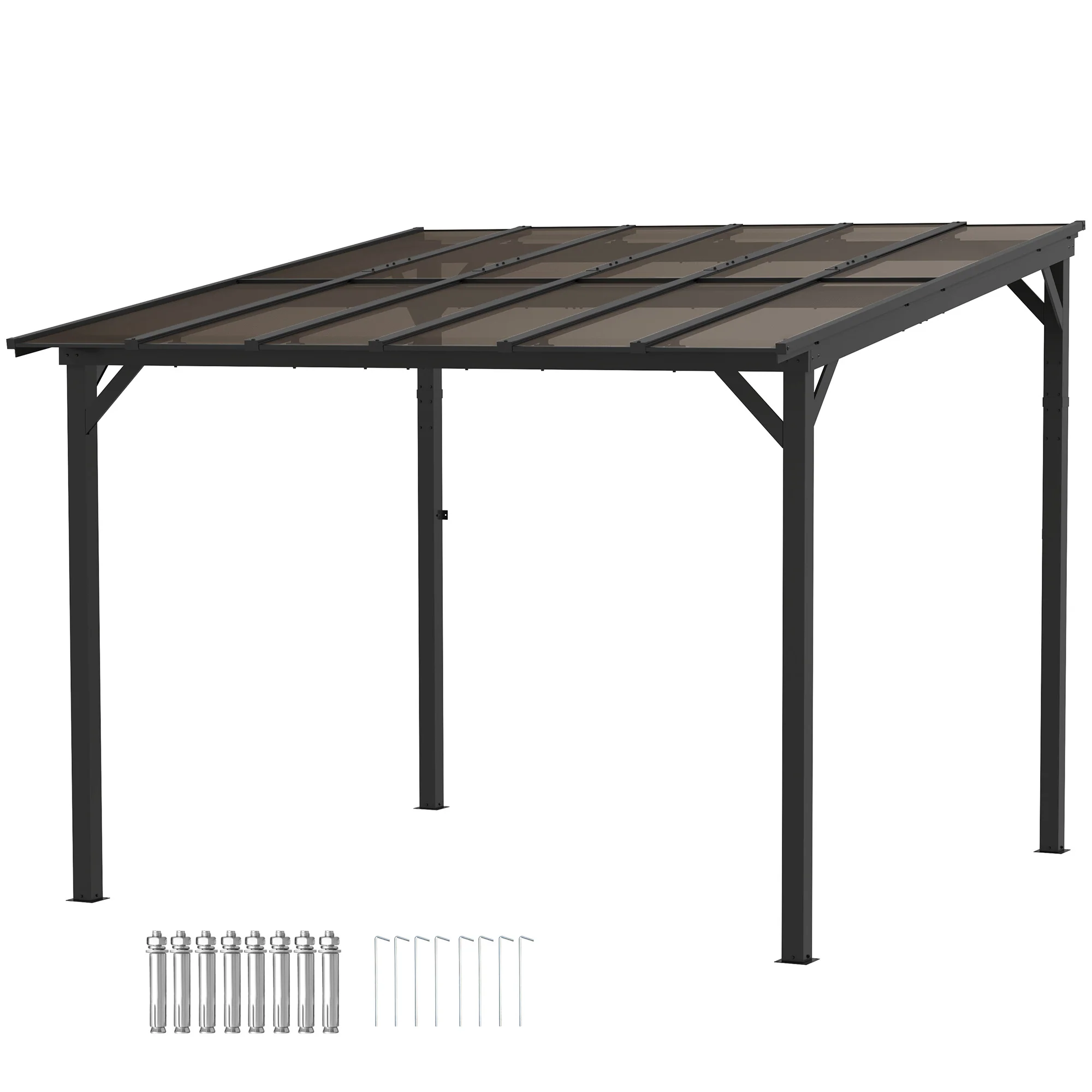 3 X 4.3m Pergola Kit Gazebo With UPF 50+ And Waterproof Polycarbonate Roof