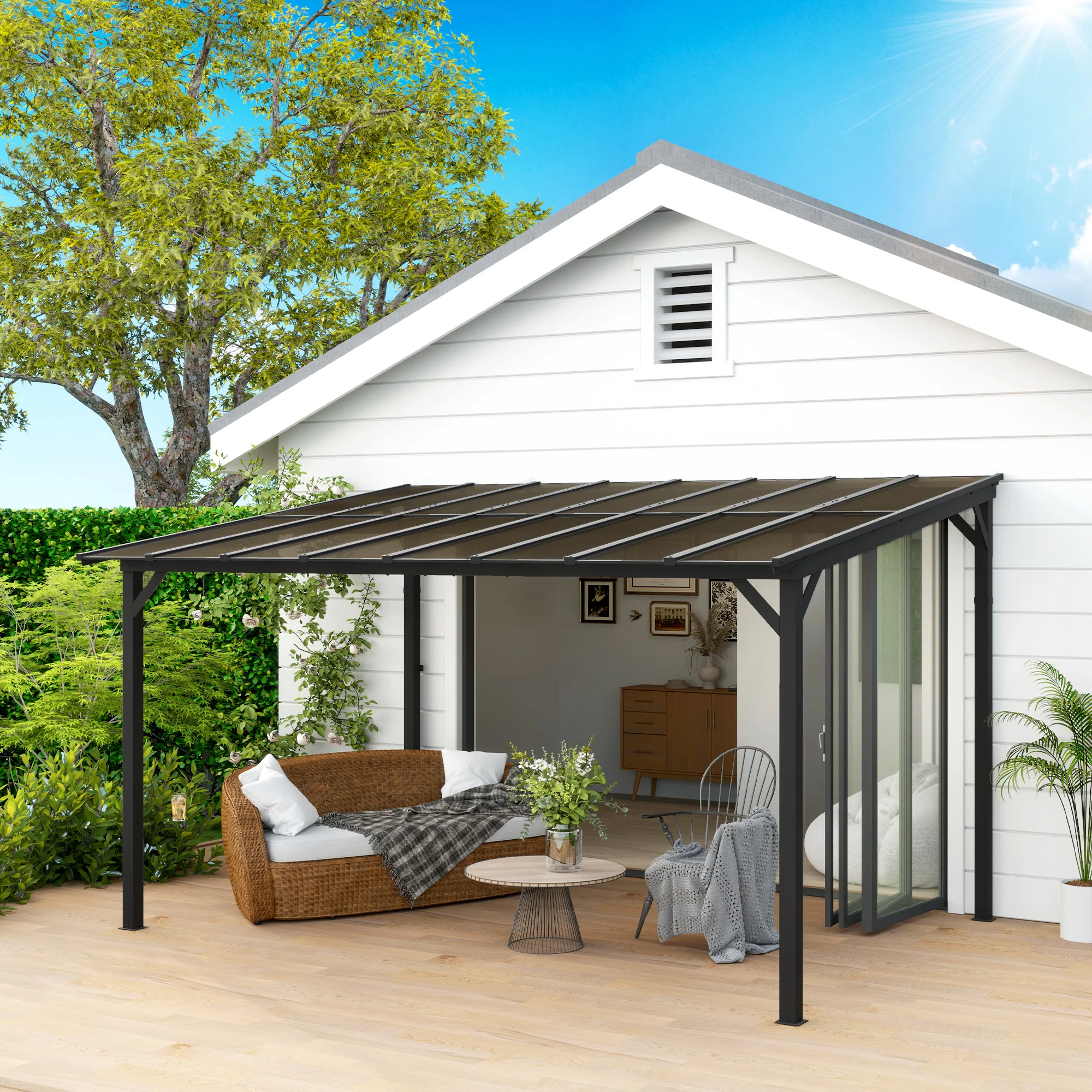 3 X 4.3m Pergola Kit Gazebo With UPF 50+ And Waterproof Polycarbonate Roof - Image 11