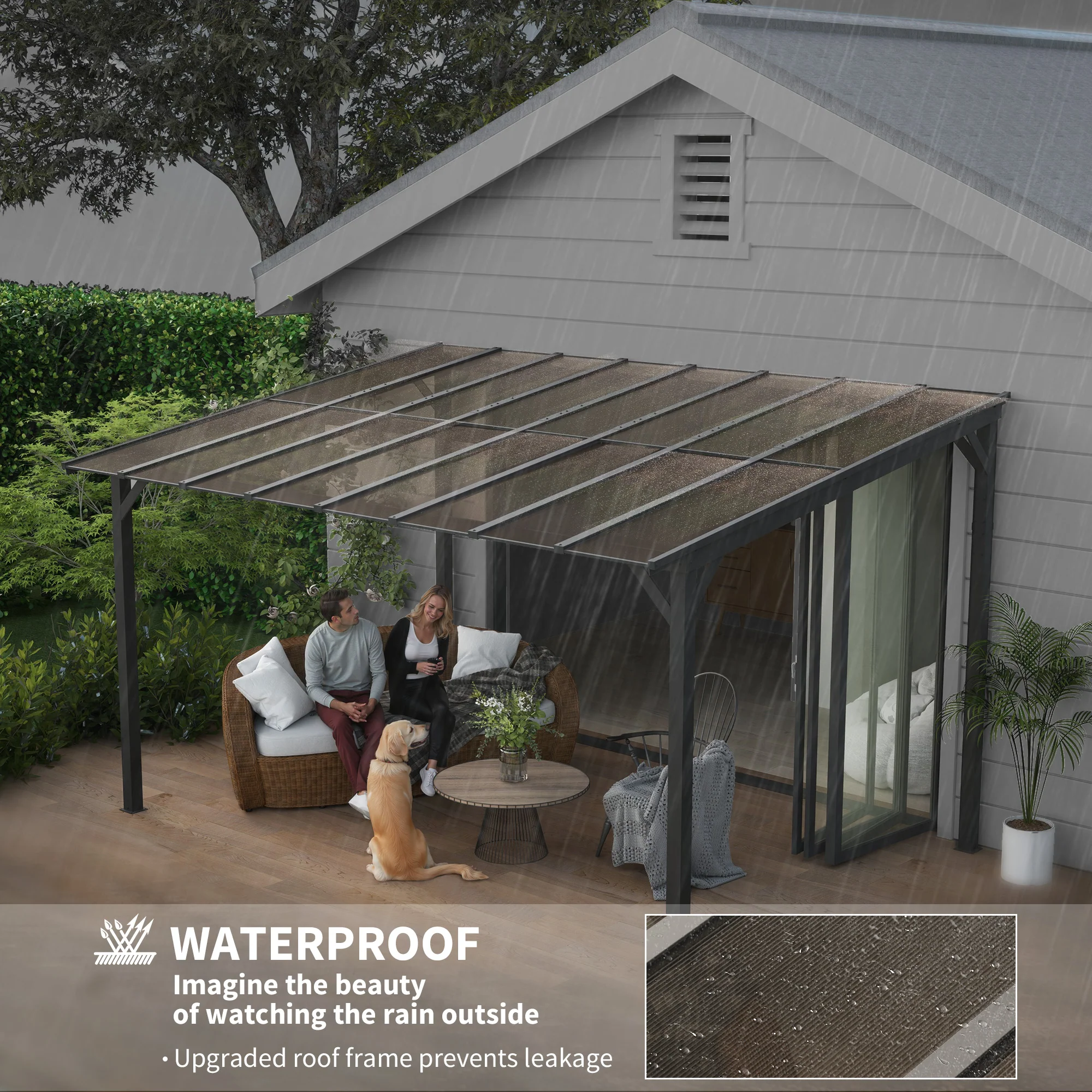 3 X 4.3m Pergola Kit Gazebo With UPF 50+ And Waterproof Polycarbonate Roof - Image 13