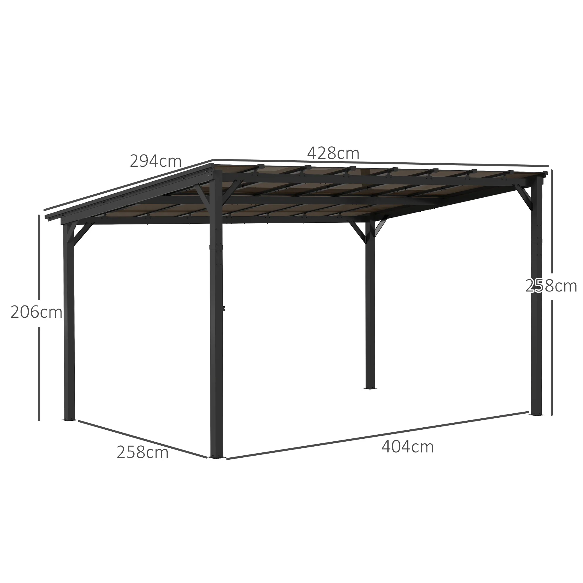 3 X 4.3m Pergola Kit Gazebo With UPF 50+ And Waterproof Polycarbonate Roof - Image 14