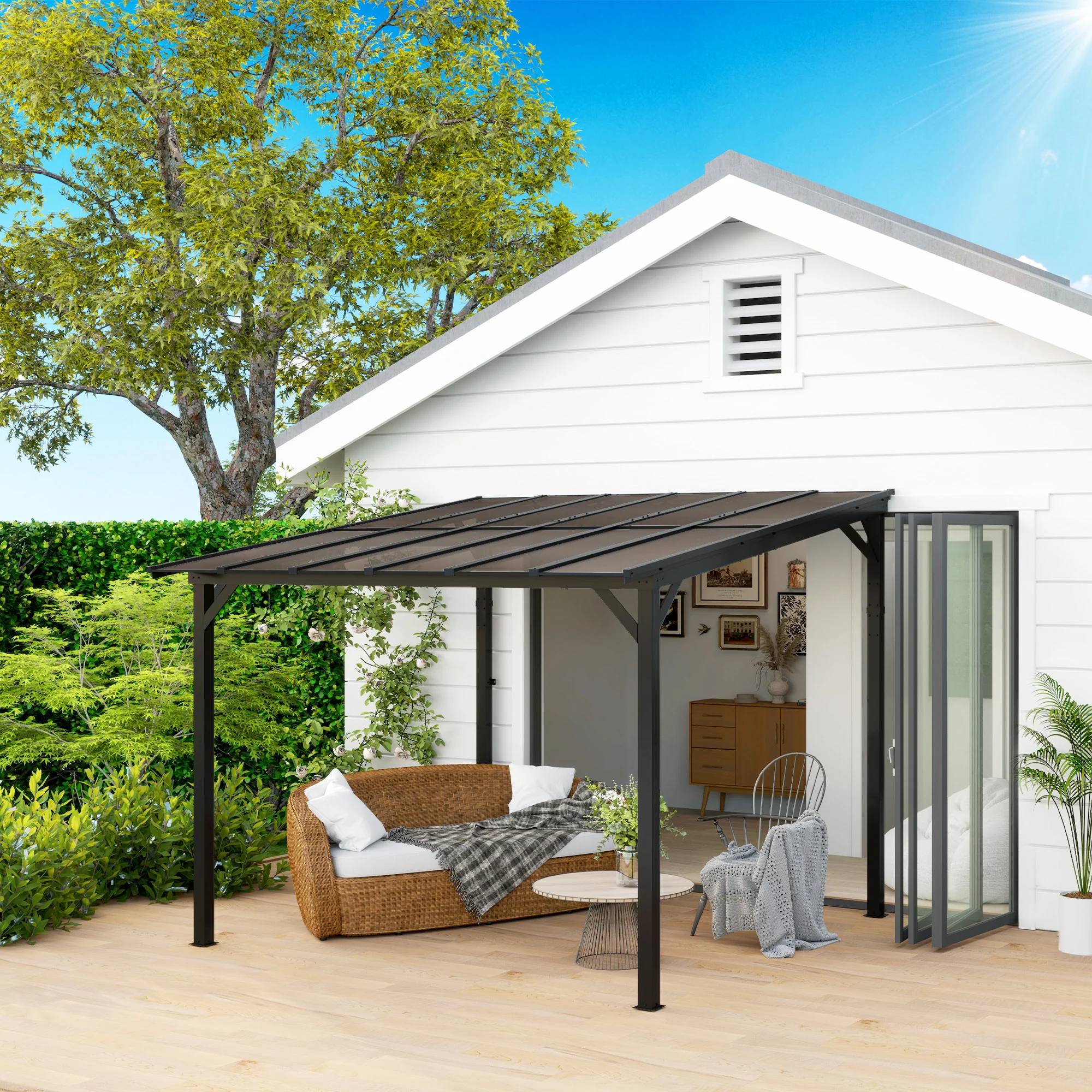 3 X 4.3m Pergola Kit Gazebo With UPF 50+ And Waterproof Polycarbonate Roof - Image 2