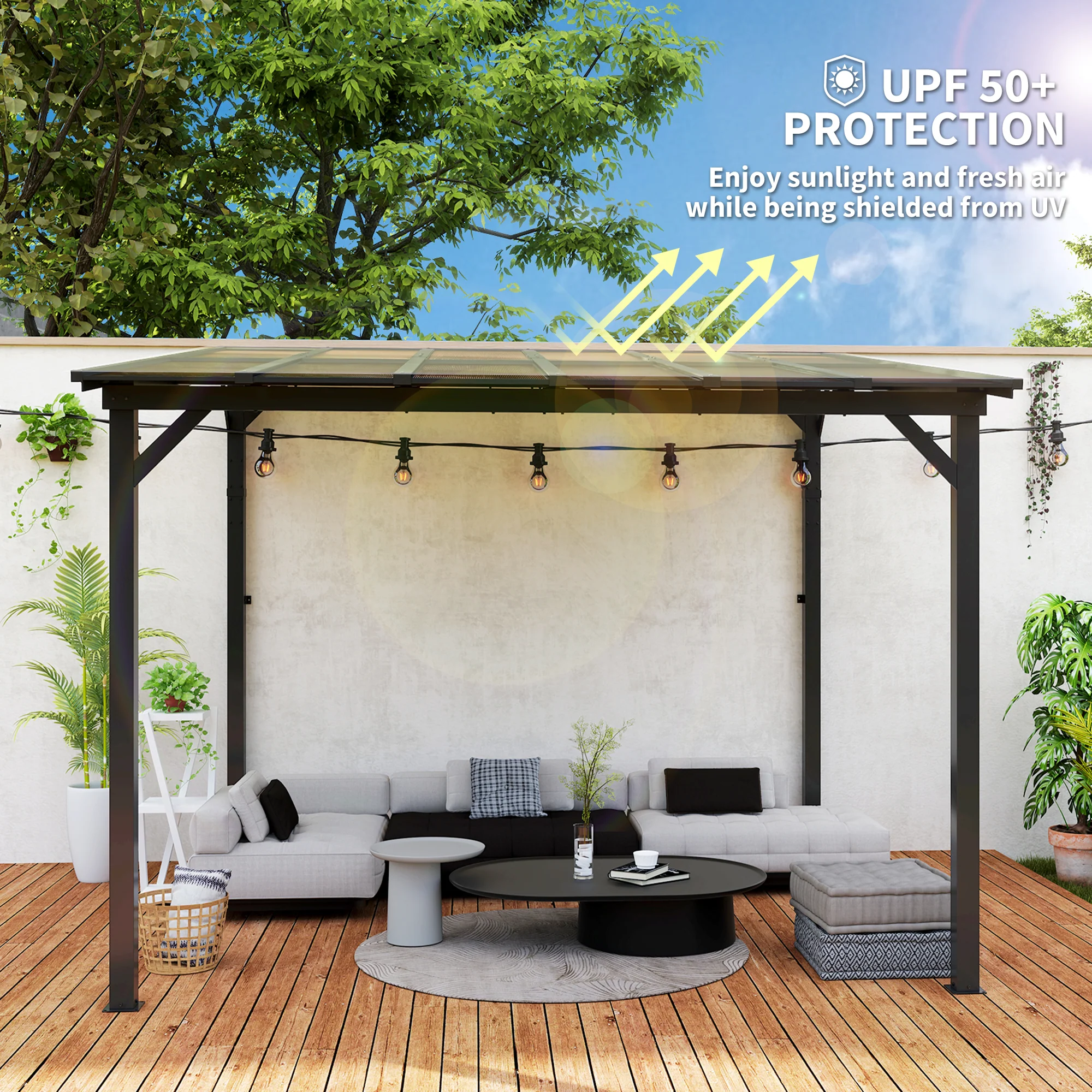 3 X 4.3m Pergola Kit Gazebo With UPF 50+ And Waterproof Polycarbonate Roof - Image 3