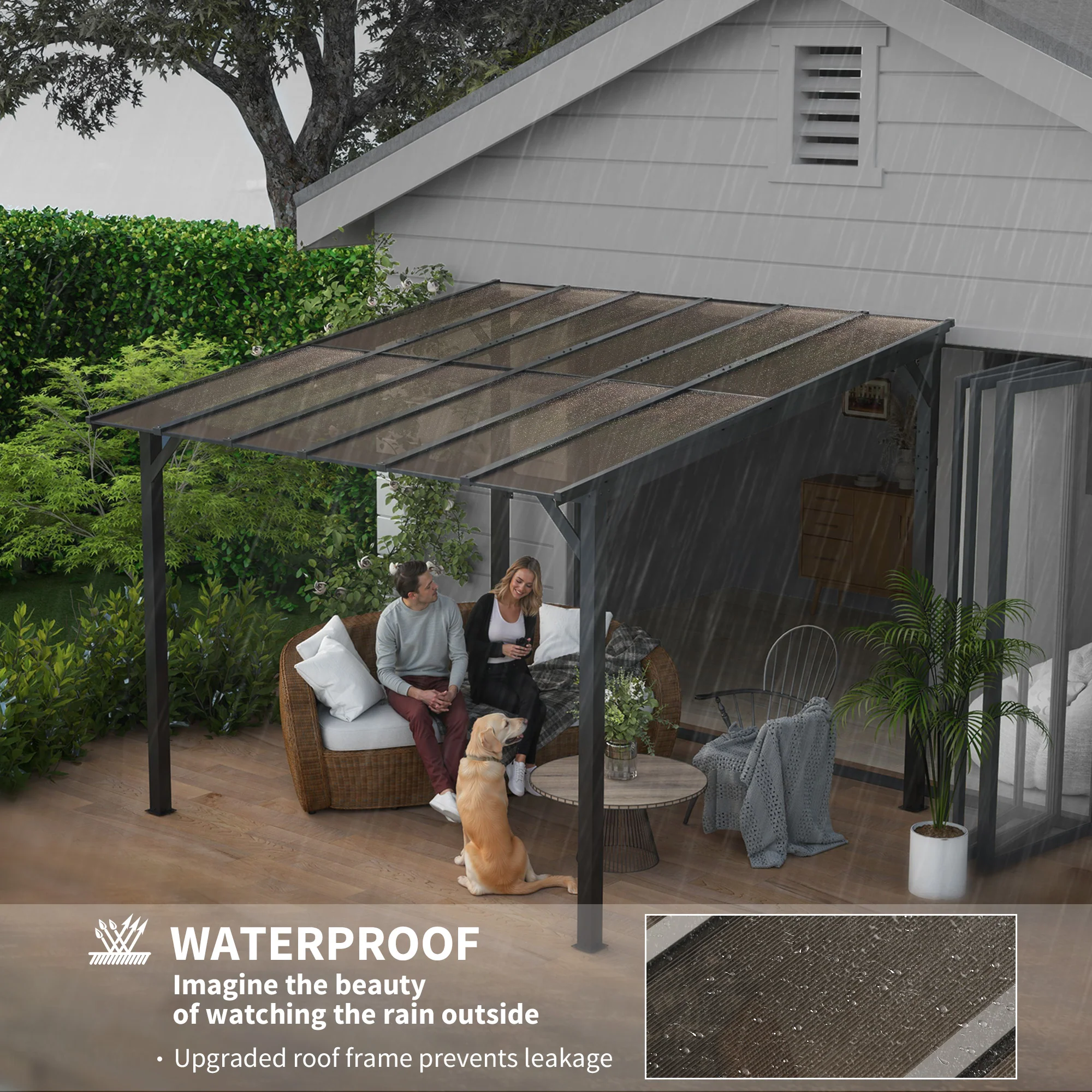 3 X 4.3m Pergola Kit Gazebo With UPF 50+ And Waterproof Polycarbonate Roof - Image 4