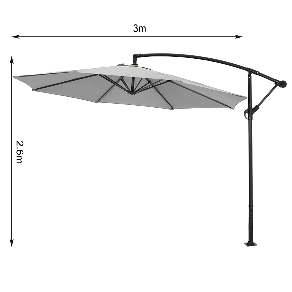 3M Large Banana Cantilever Patio Parasol For Outdoor Sunshade And Rain With Fillable Base On Wheels - Image 7