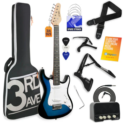 3rd Avenue 3/4 Size Electric Guitar Pack- Pastel Blue