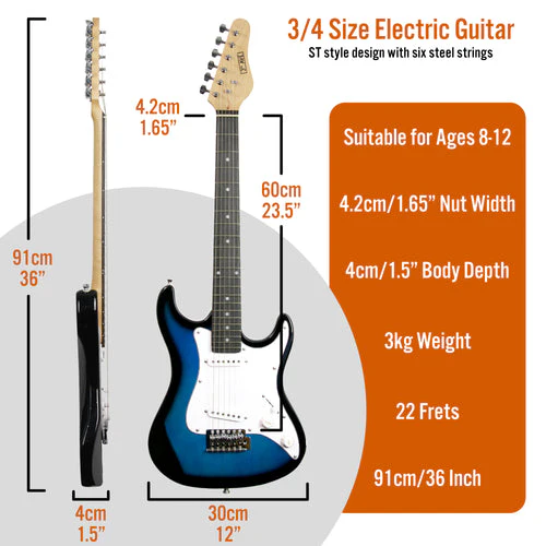 3rd Avenue 3/4 Size Electric Guitar Pack- Pastel Blue - Image 2