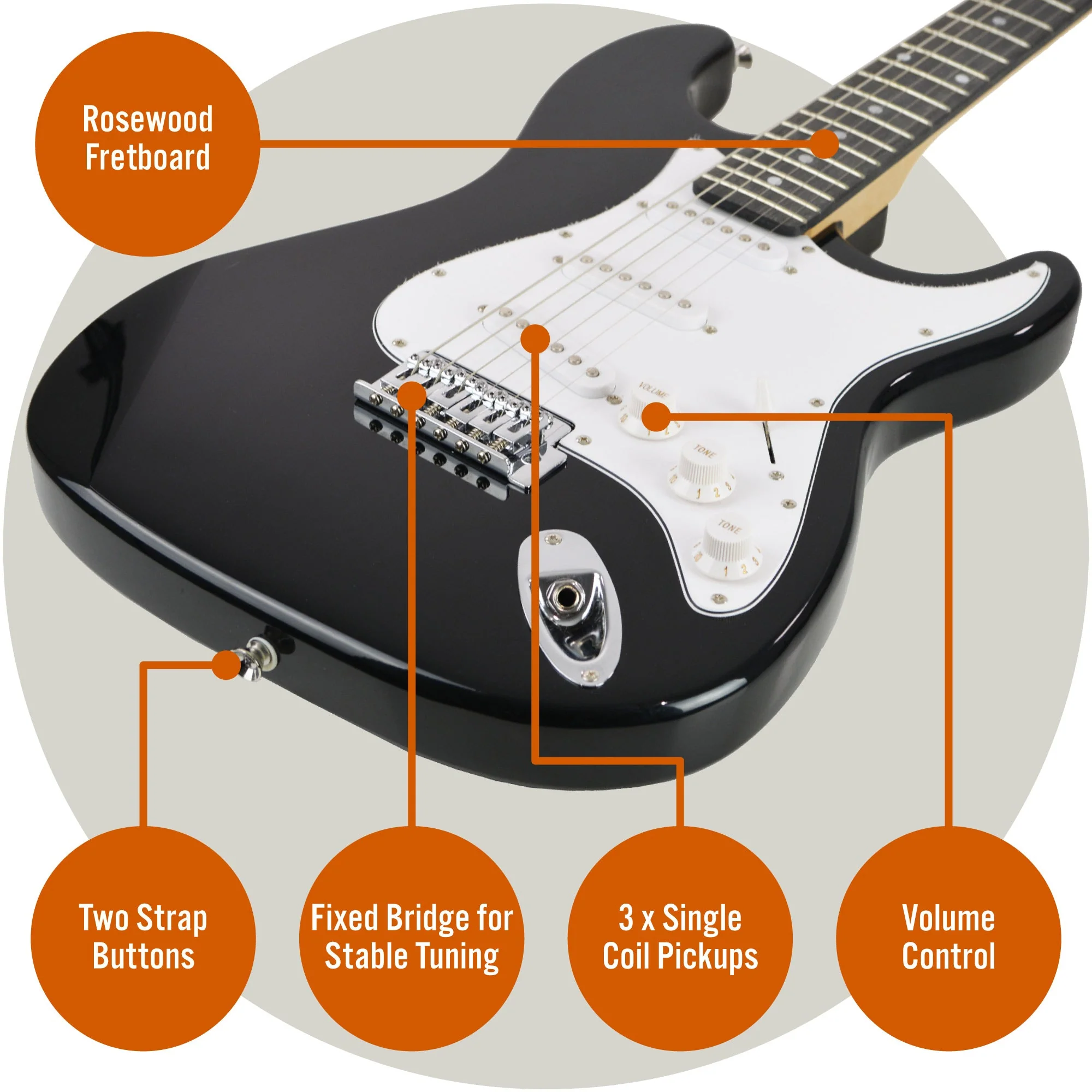 3rd Avenue Electric Guitar Starter Pack - Black - Image 4
