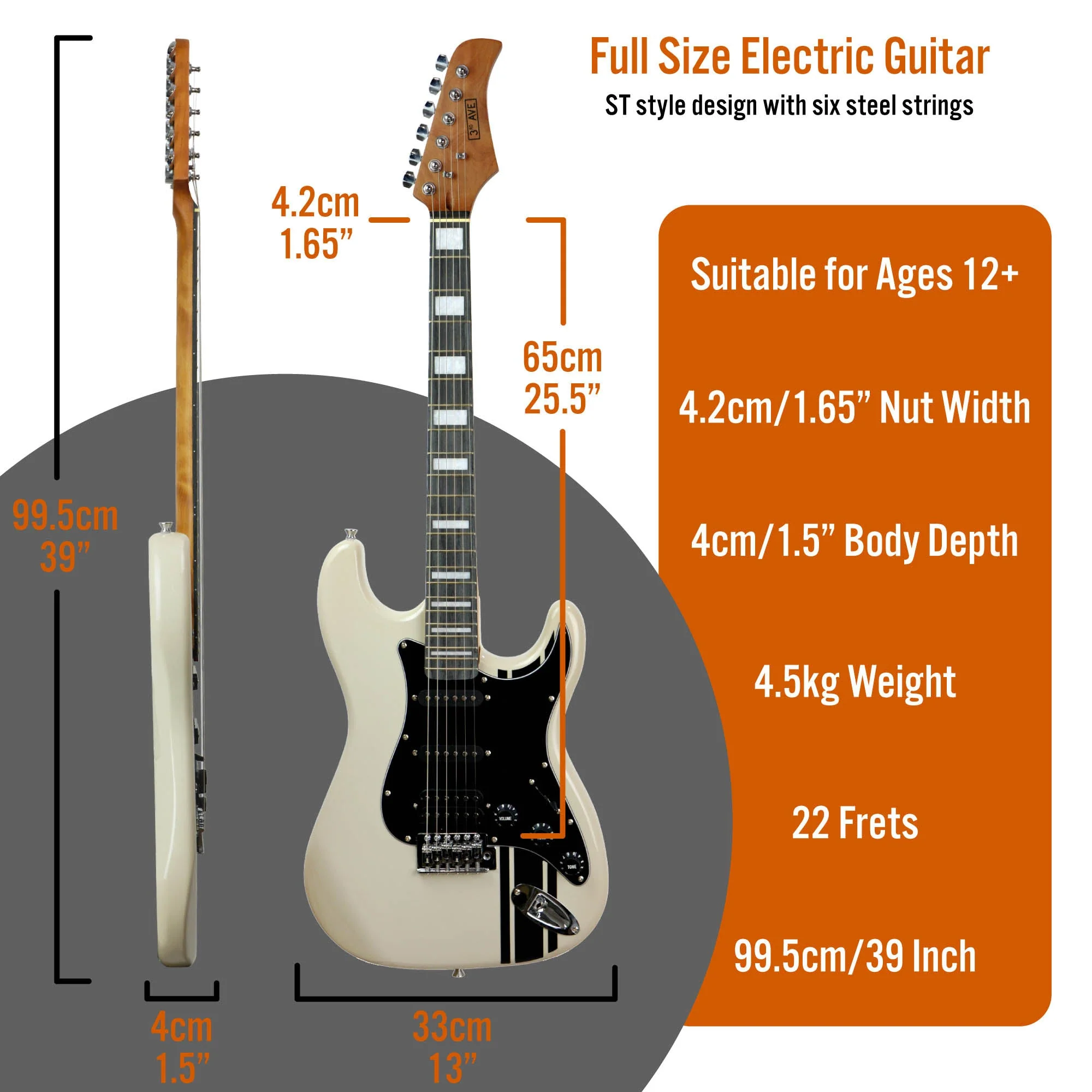 3rd Avenue Stateside Electric Guitar Pack - Atlantic White - Image 2