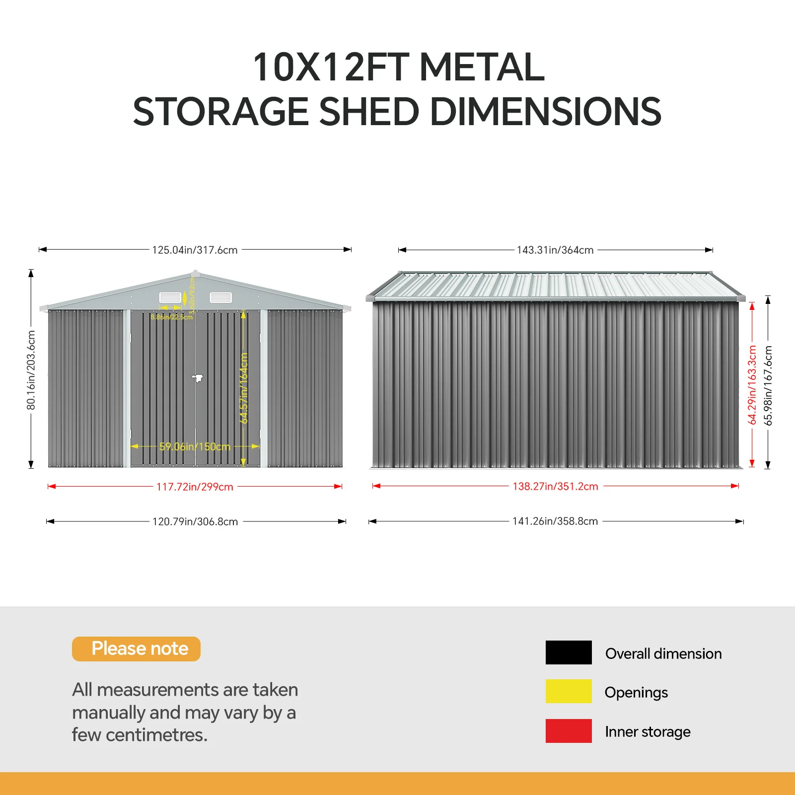 4*6FT/6*8FT/10*8FT/10*12FT Metal Garden Storage Shed With Lockable Door - Image 12