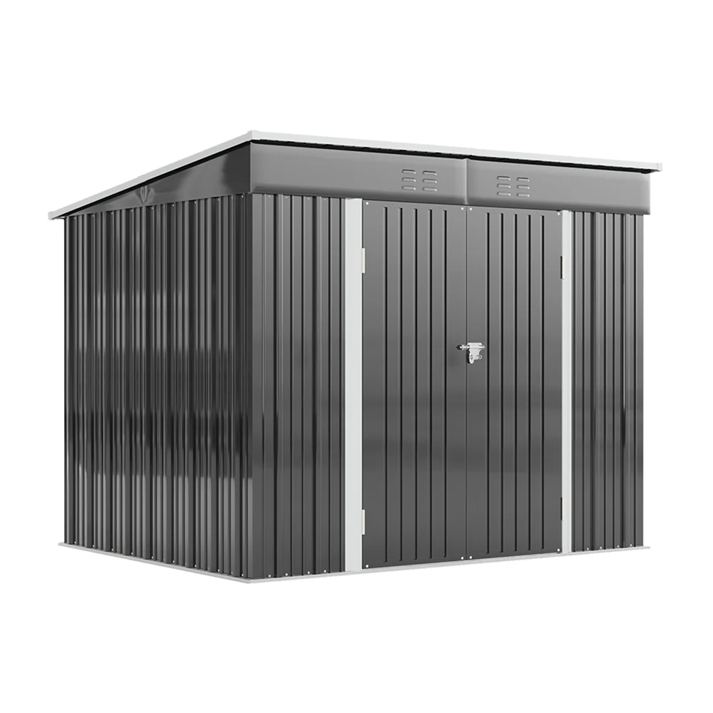 4*8FT/6*8FT Outdoor Galvanized Steel Storage Shed with Dual Doors