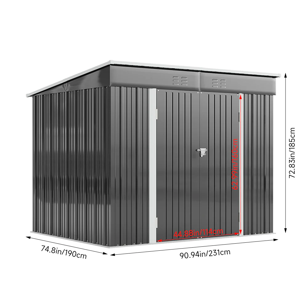 4*8FT/6*8FT Outdoor Galvanized Steel Storage Shed with Dual Doors - Image 12