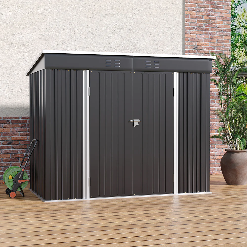 4*8FT/6*8FT Outdoor Galvanized Steel Storage Shed with Dual Doors - Image 2