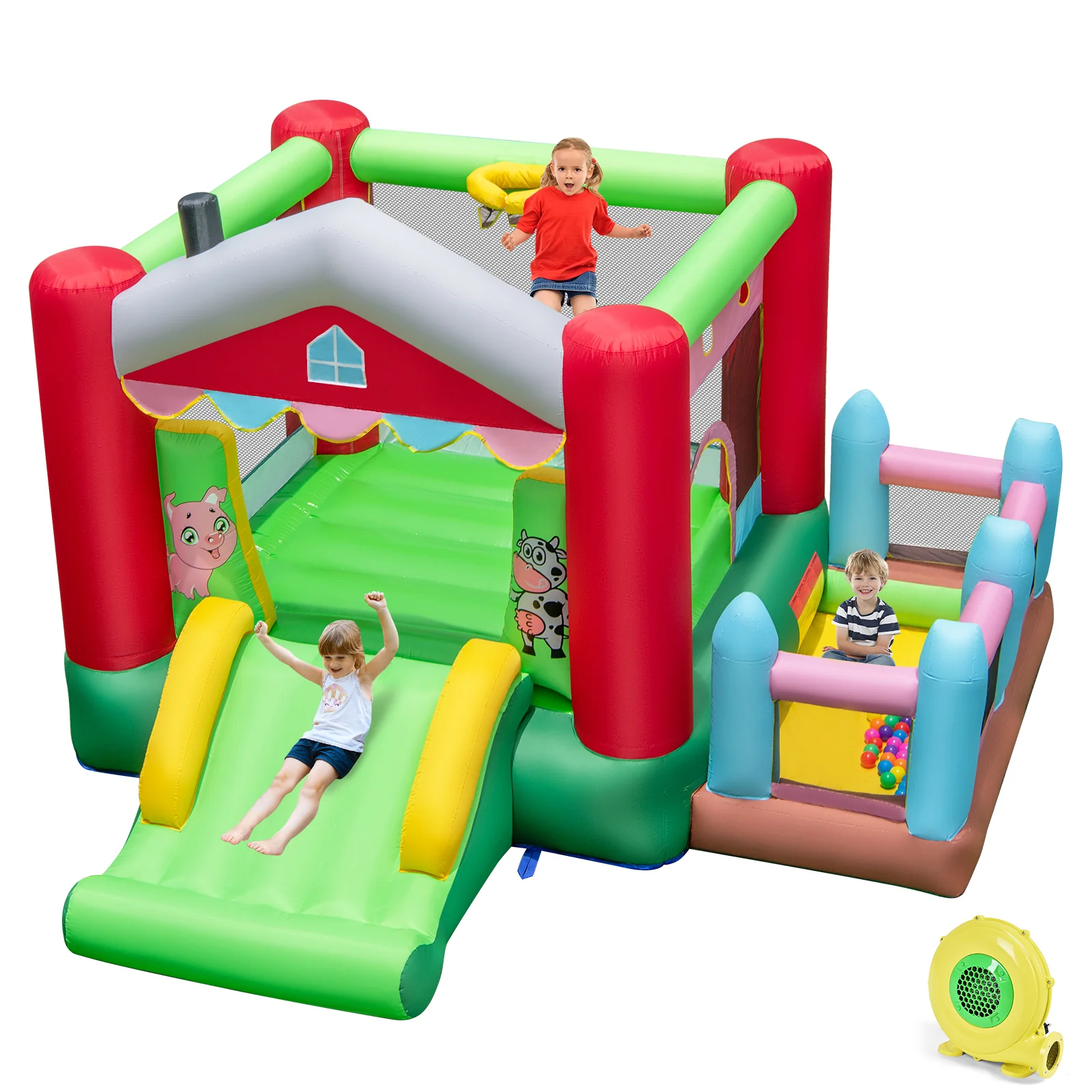 4-in-1 Farm Themed Inflatable Bounce House With 480W Blower - Image 5