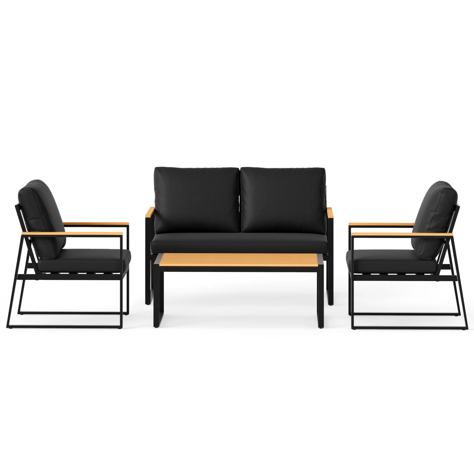 4 Pieces Patio Furniture Set with Thick Cushions for Backyard-Black - Image 4