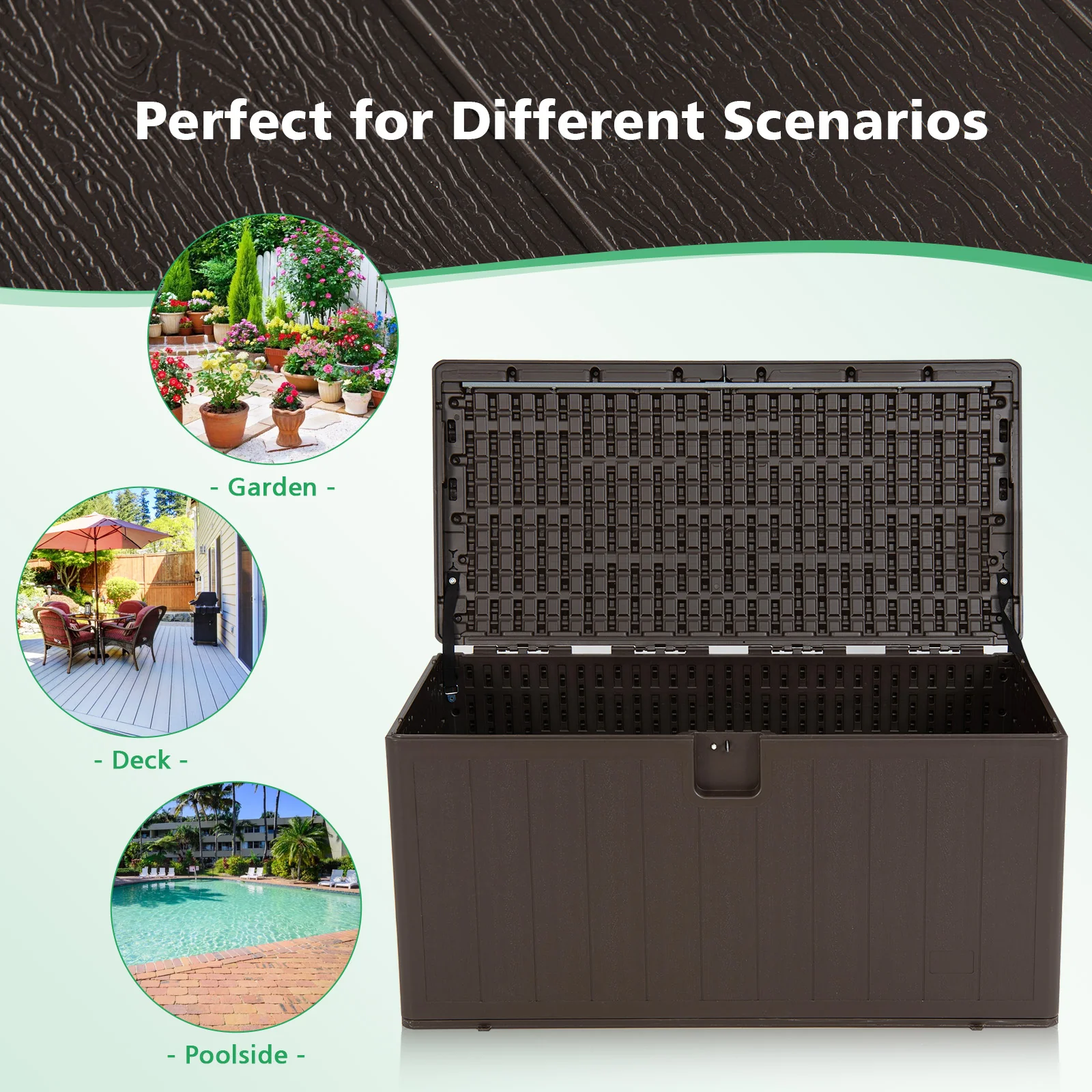 400L Outdoor Storage Deck Box wIth Lockable Cover - Image 10