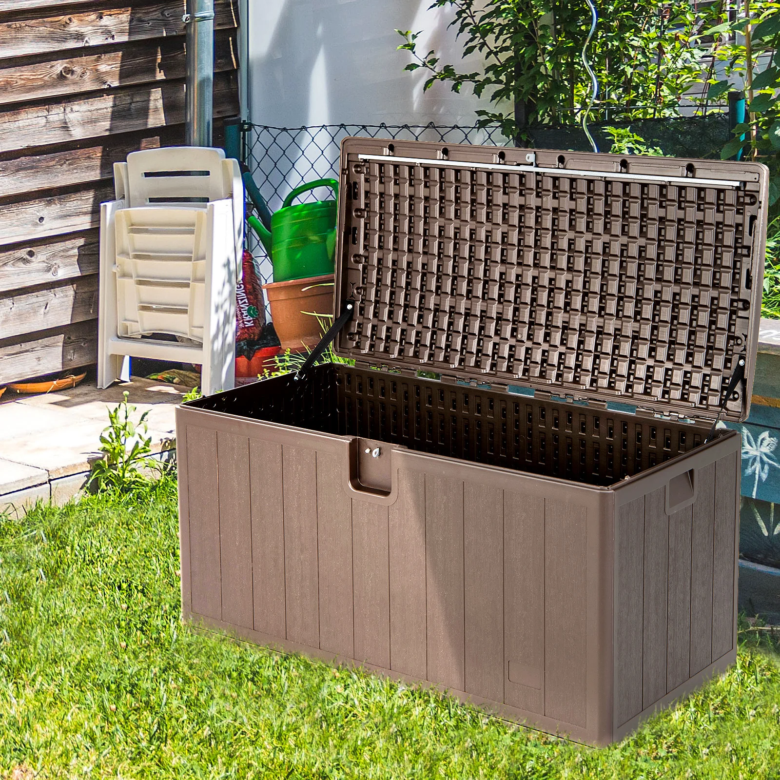 400L Outdoor Storage Deck Box wIth Lockable Cover - Image 3
