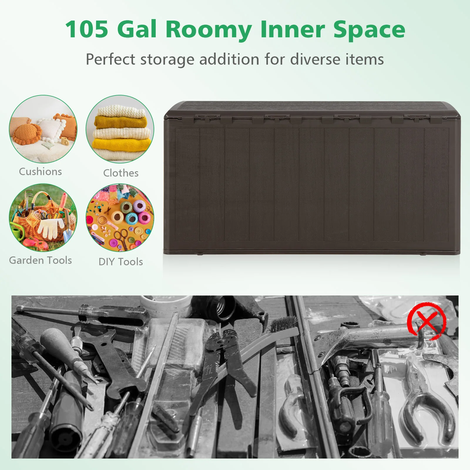 400L Outdoor Storage Deck Box wIth Lockable Cover - Image 8