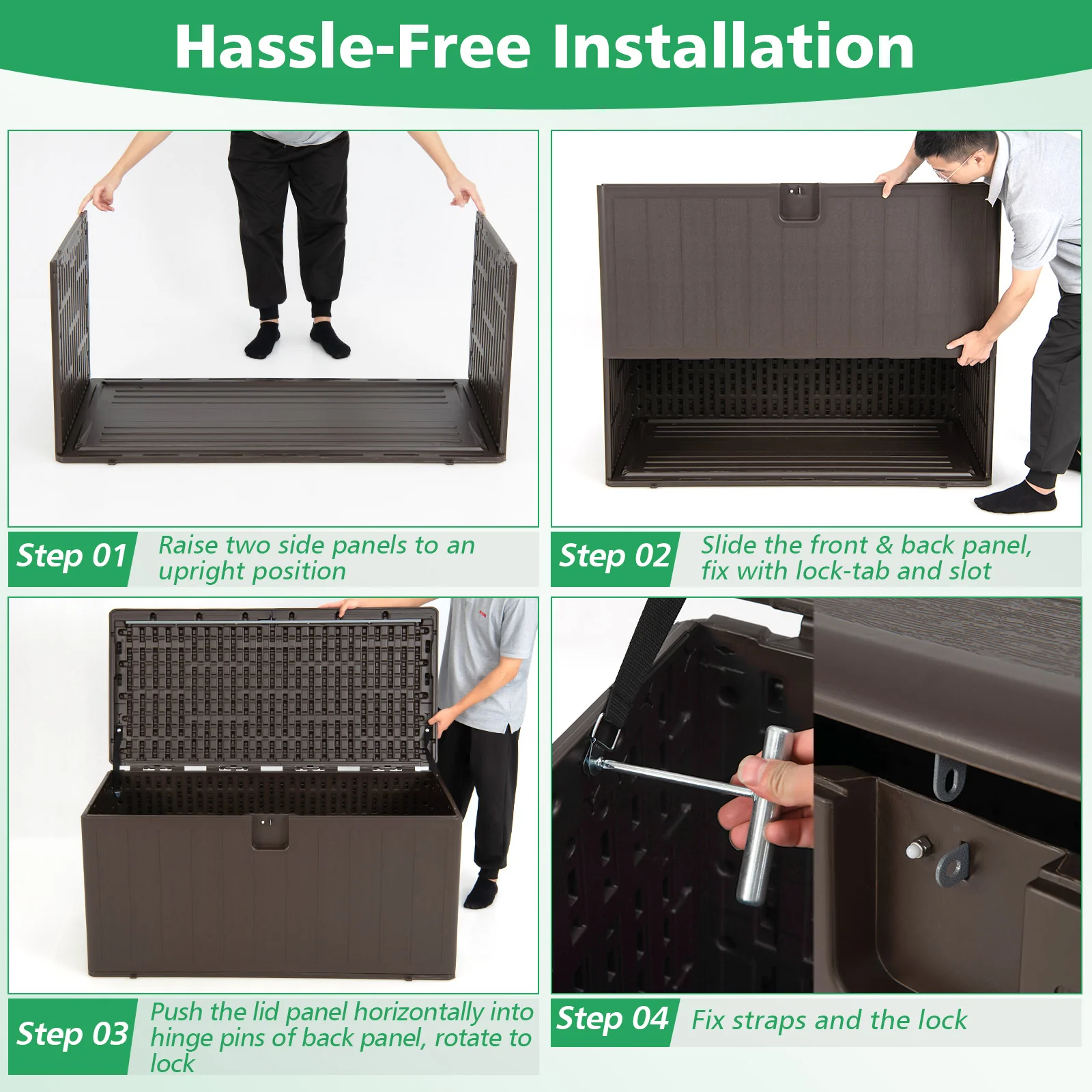 400L Outdoor Storage Deck Box wIth Lockable Cover - Image 9