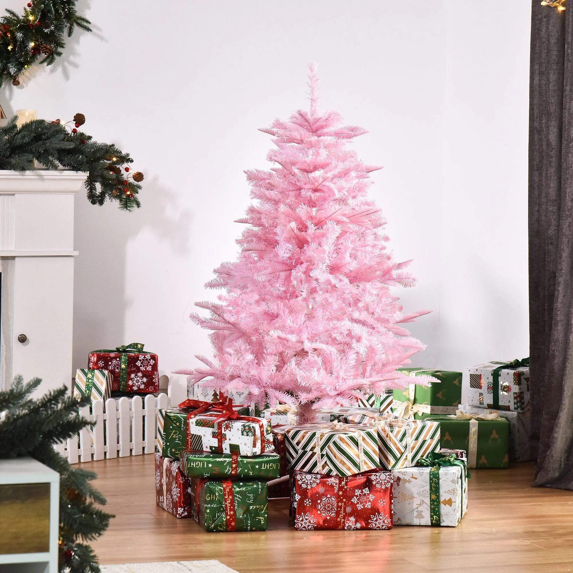 4FT Pop-up Artificial Christmas Tree Holiday Xmas Holiday Tree Decoration with Automatic Open for Home Party, Pink w/ - Image 2