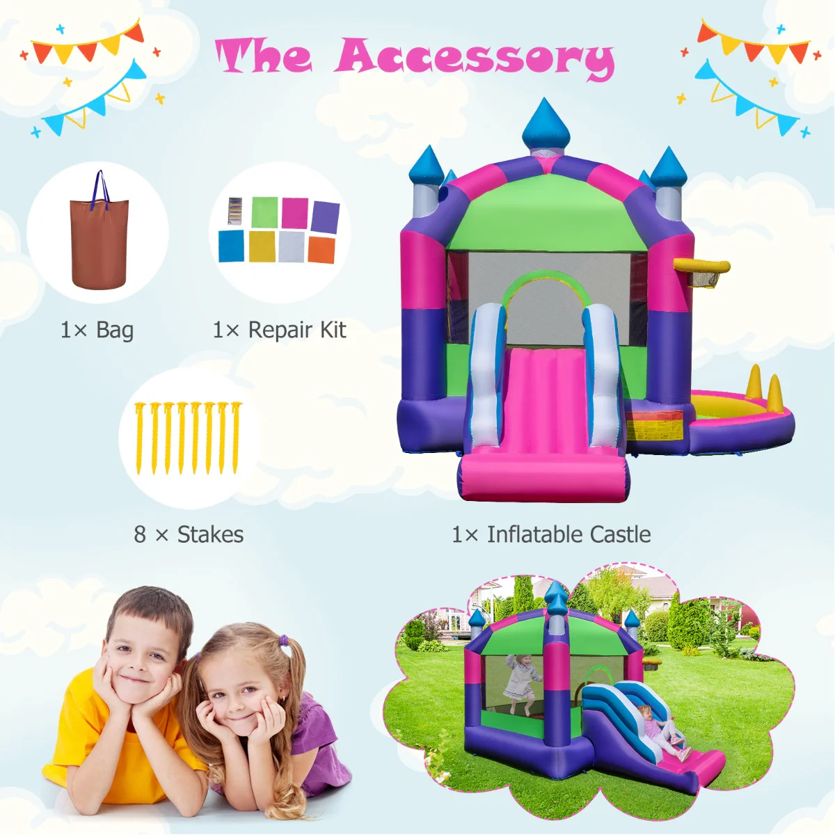 5-in-1 Jumping Air Bounce Castle with Sun Roof - Image 6