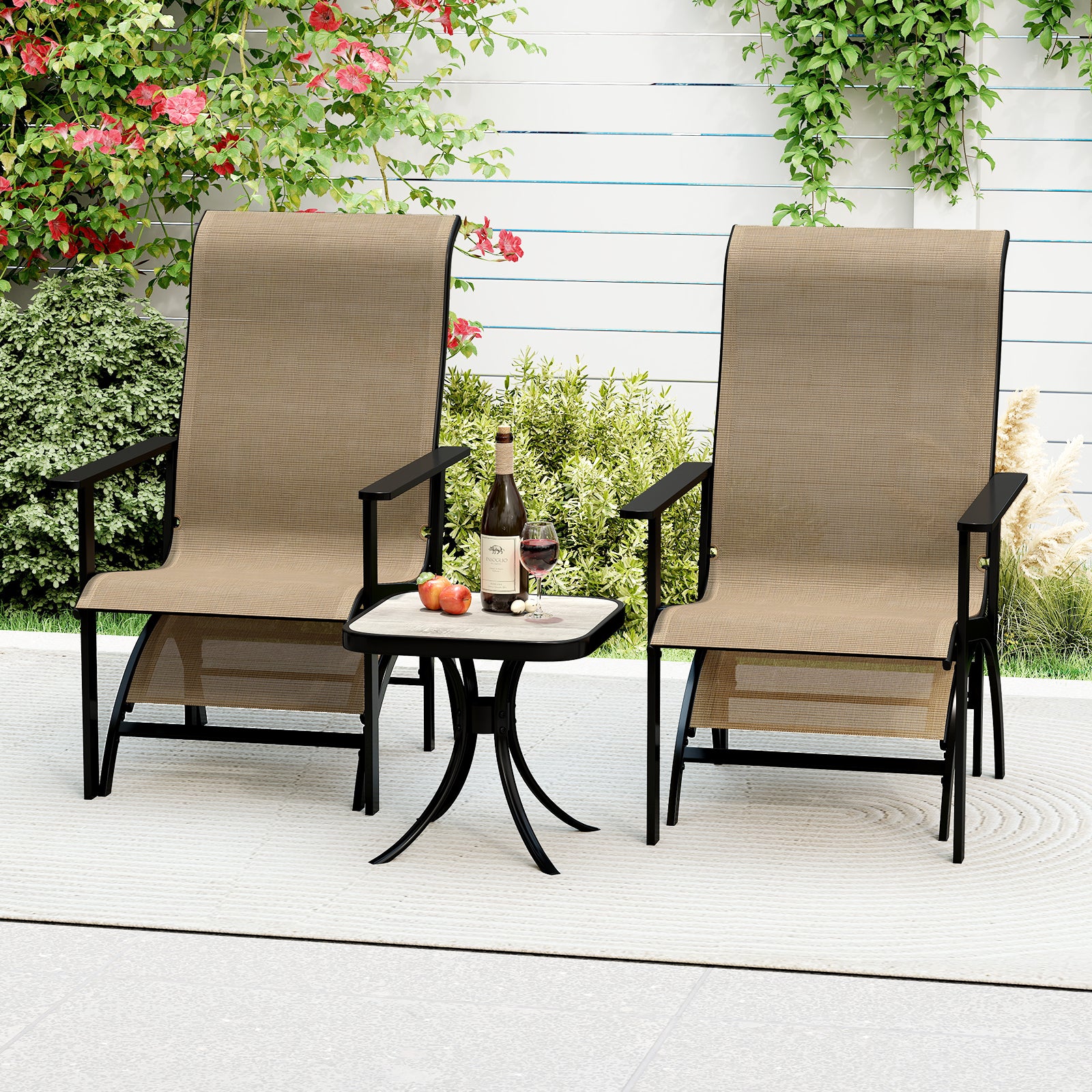5 Pieces Adirondack Chair Set with Ottomans and Side Table-Coffee - Image 3