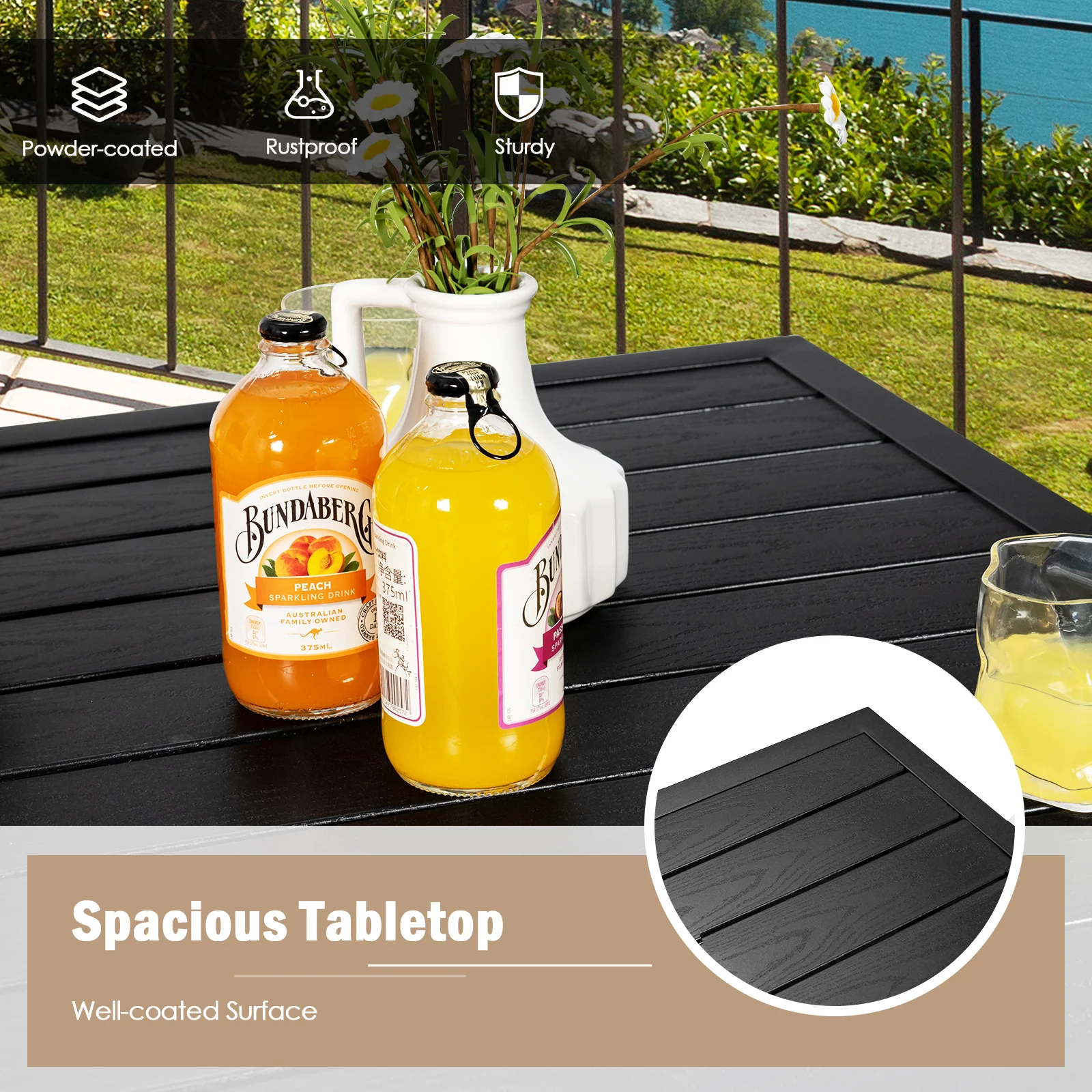 5 Pieces Patio Rattan Bar Stool Set with 4 Wicker Bar Chairs and 1 Bar Table - Image 7