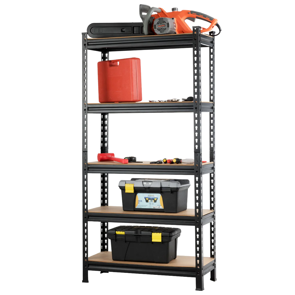 5-Tier Storage Rack with Adjustable Boards-Black - Image 4
