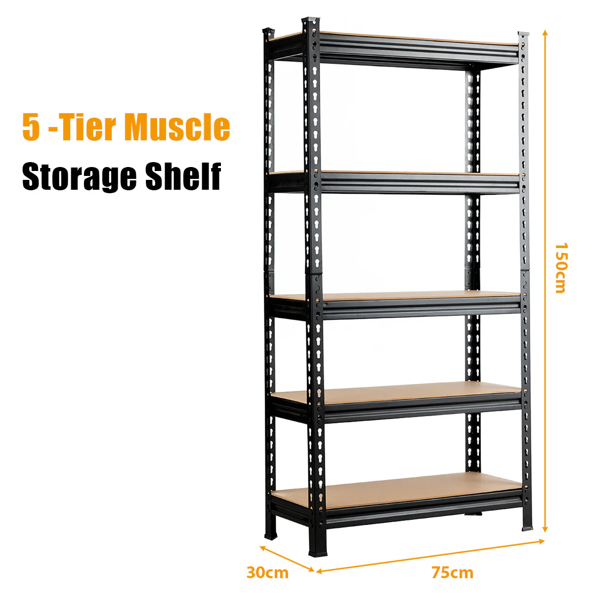 5-Tier Storage Rack with Adjustable Boards-Black - Image 5