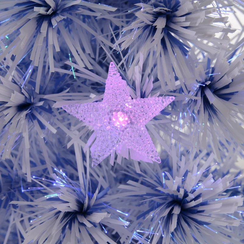 HOMCOM Artificial Fibre Optic Christmas Tree with Star Topper 6ft - White - Image 10