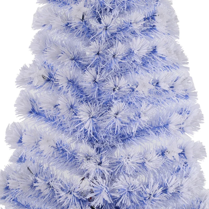 HOMCOM Artificial Fibre Optic Christmas Tree with Star Topper 6ft - White - Image 4