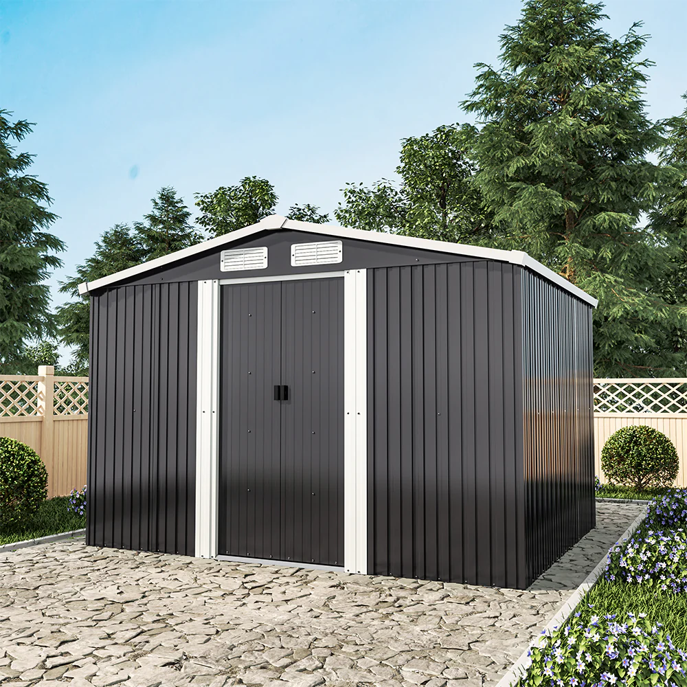 6*8 FT/8*8FT/10*8FT/12*10FT Metal Apex Roof Garden Tool Storage Shed - Image 3