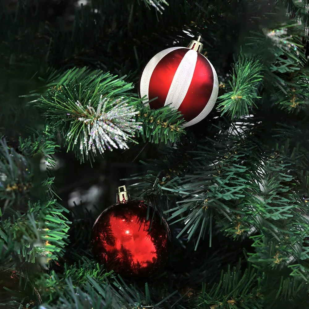 Christmas Sparkle Tube of 6 6cm Shatterproof Baubles in Red - Image 2