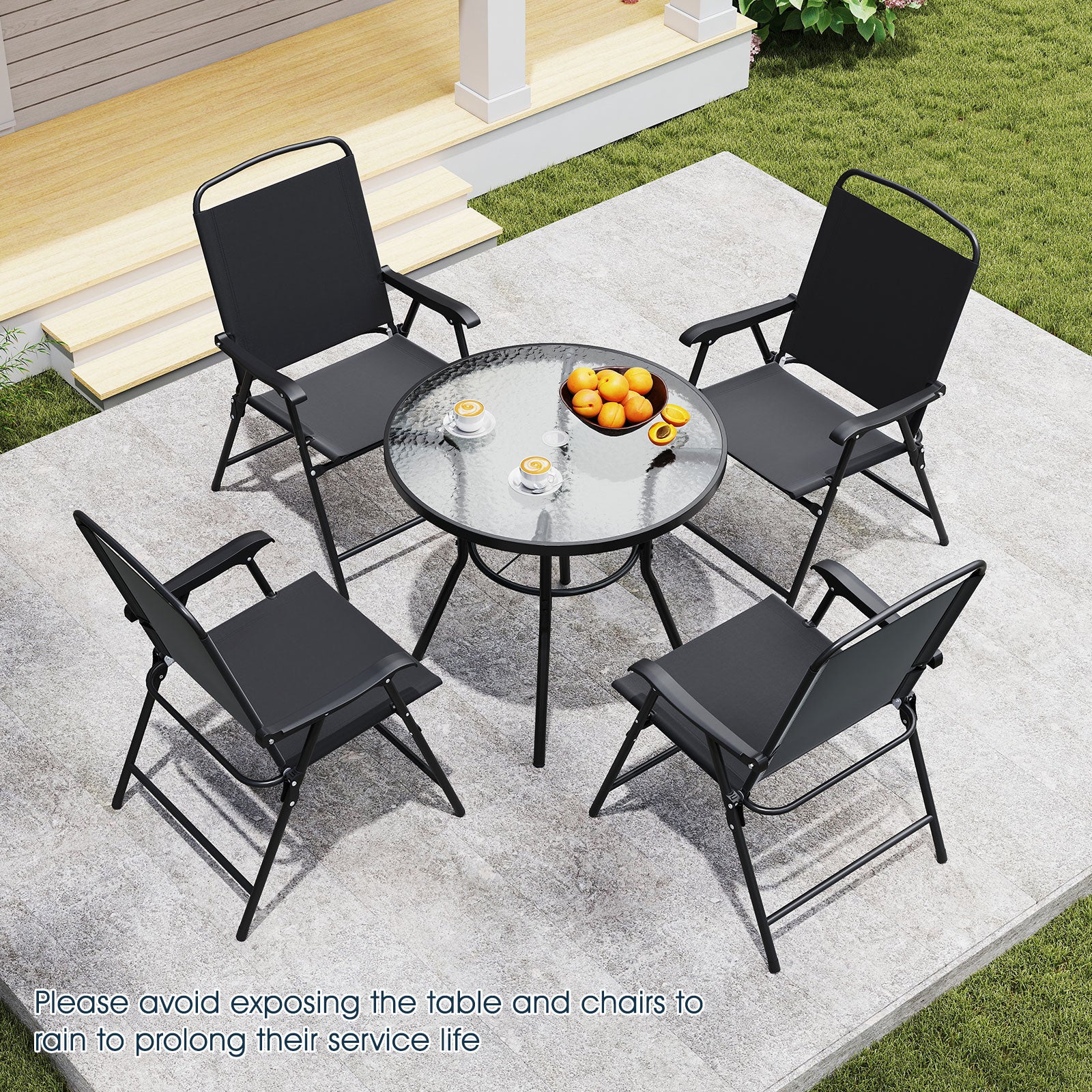 6 Pieces Patio Dining Set with Umbrella Outdoor Table and Chairs Set - Image 3