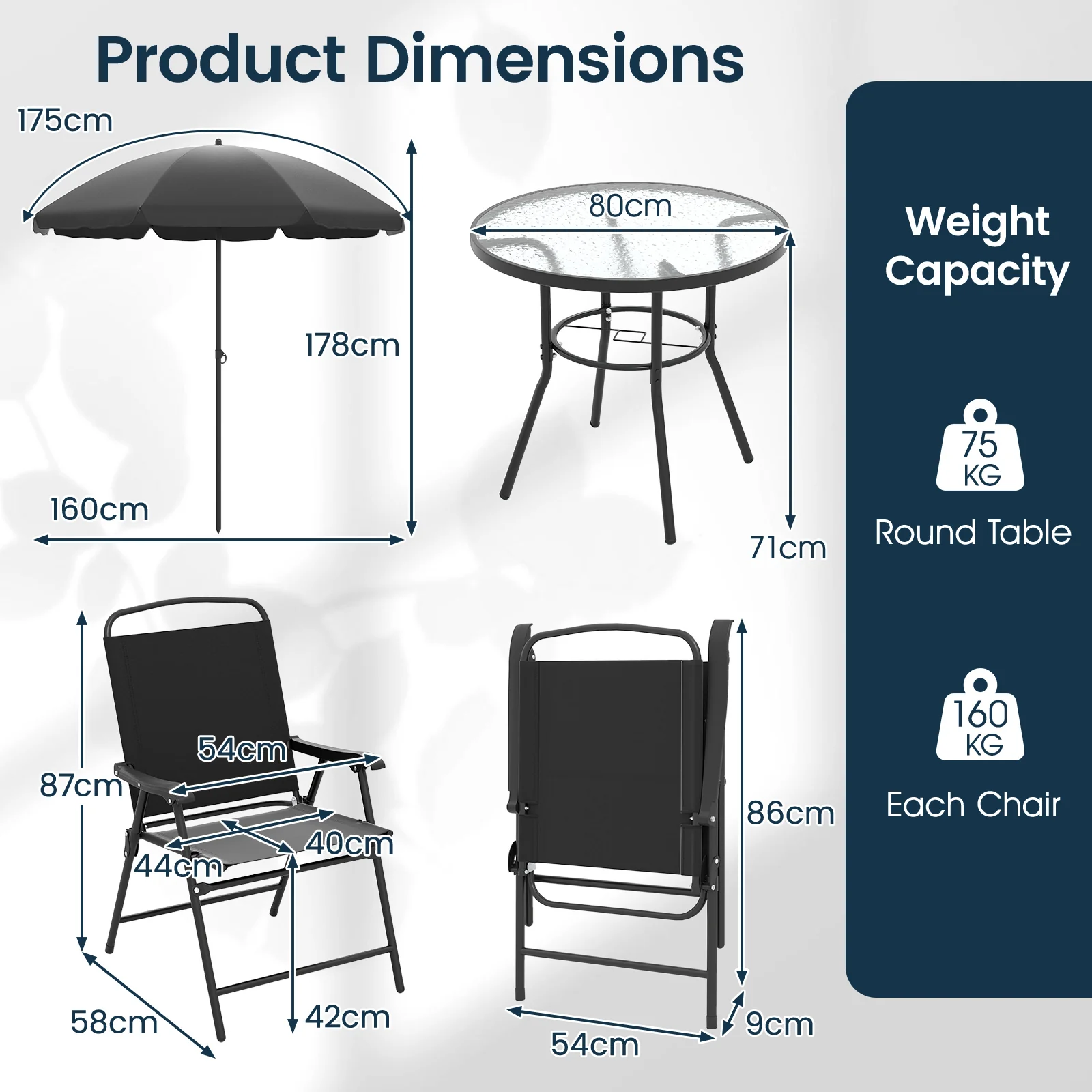 6 Pieces Patio Dining Set with Umbrella Outdoor Table and Chairs Set - Image 5