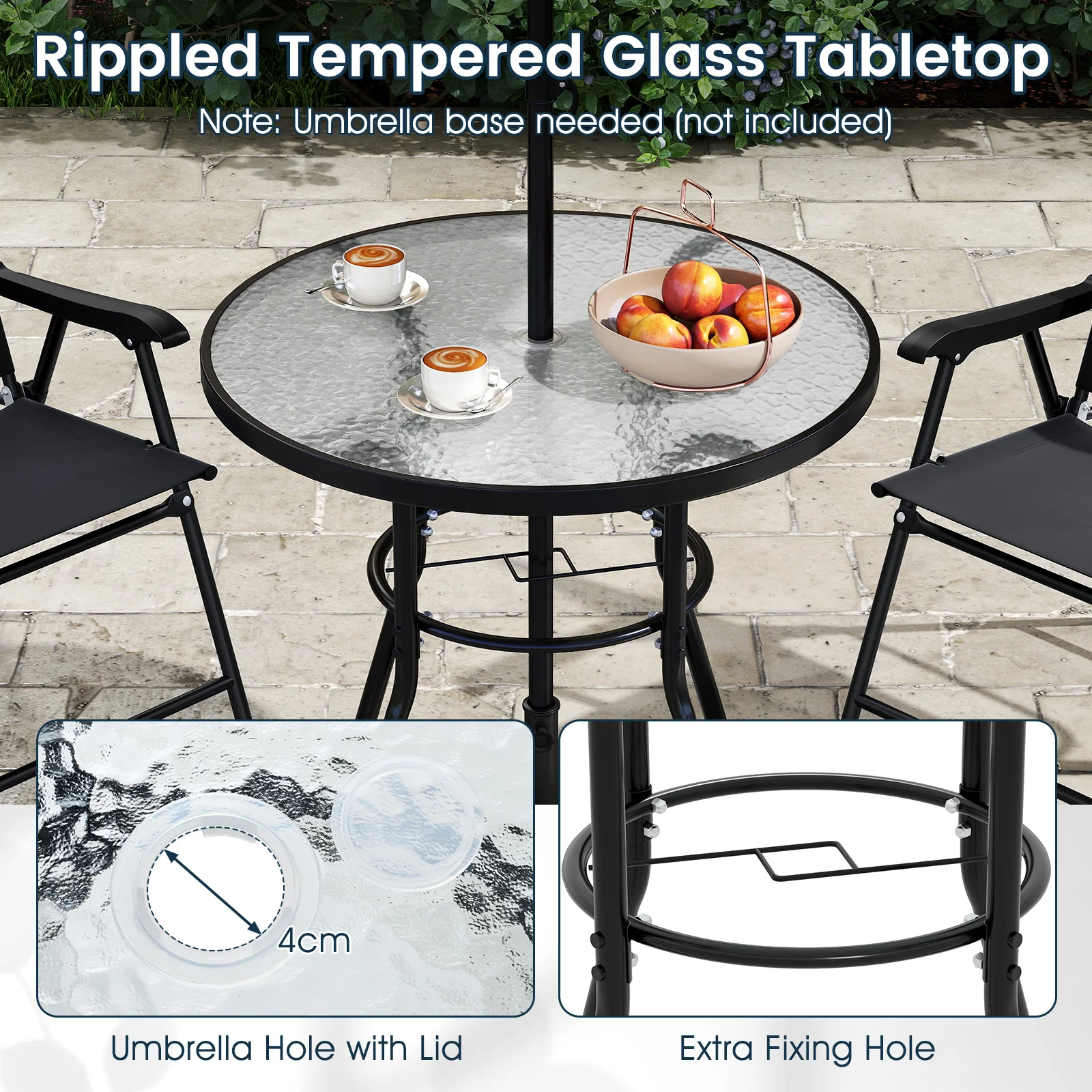 6 Pieces Patio Dining Set with Umbrella Outdoor Table and Chairs Set - Image 8