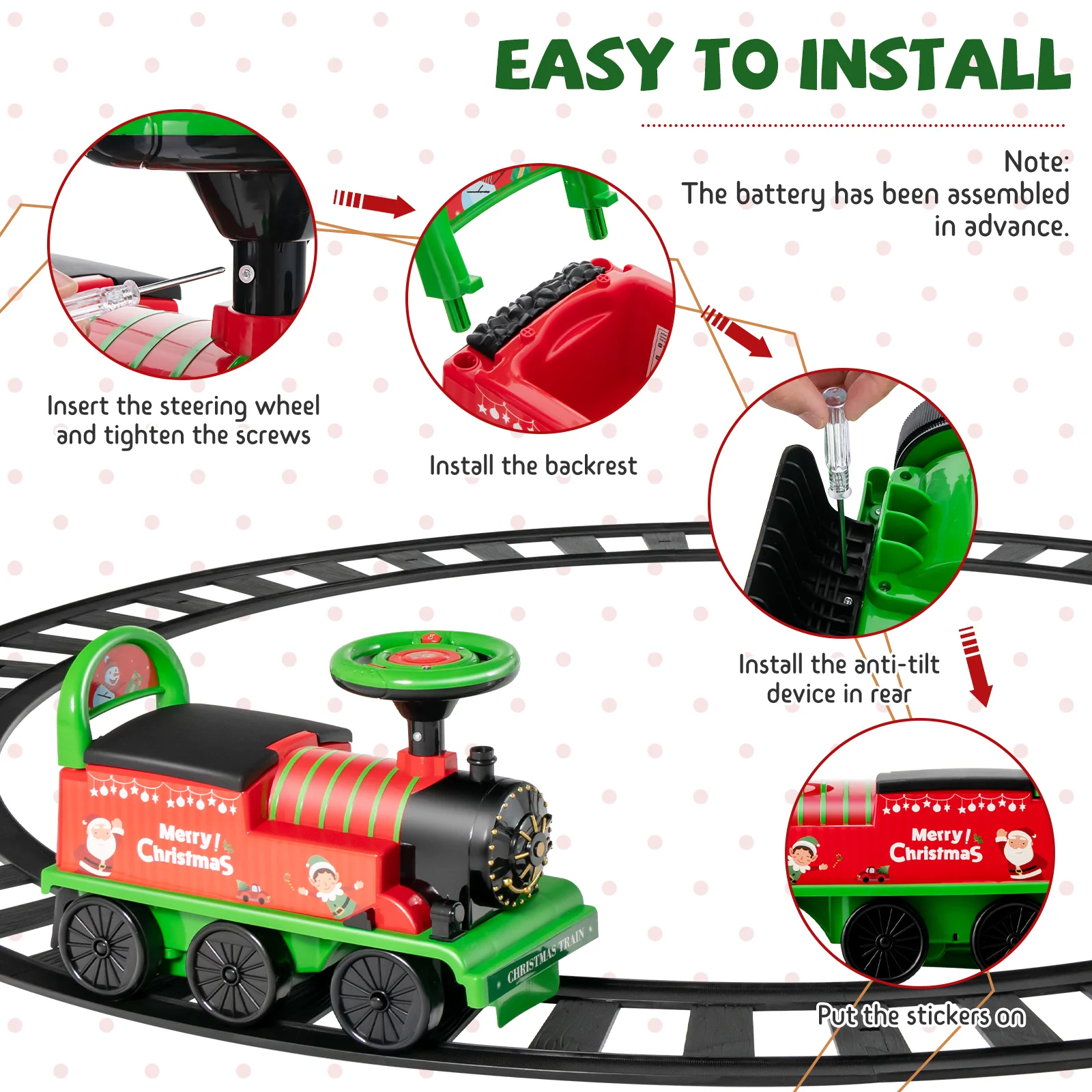 6V Battery Powered Electric Ride On Car for Boys Girls Ages 3+ Years-Green - Image 9