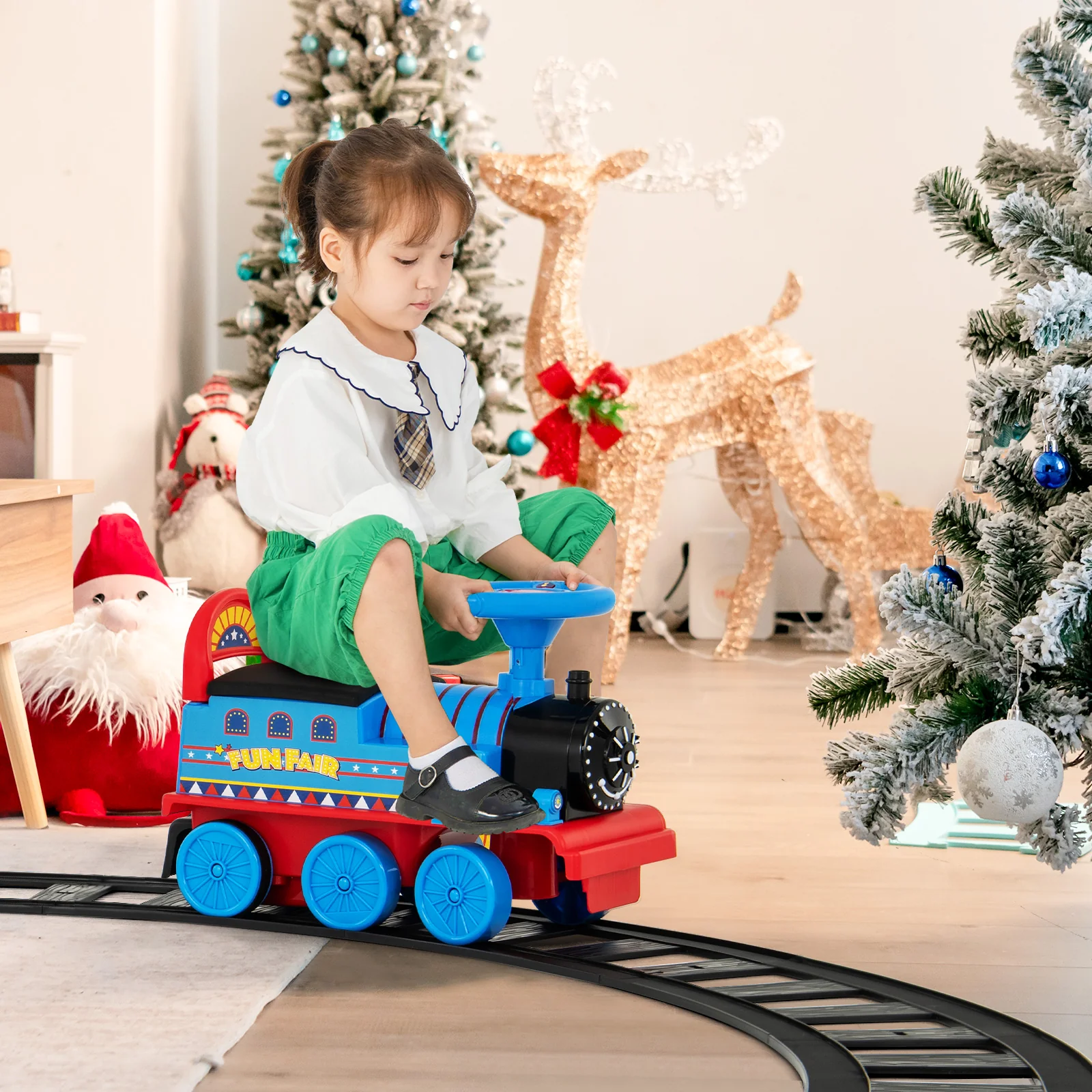 6V Battery Powered Electric Ride On Car for Boys Girls Ages 3+ Years-Navy - Image 2