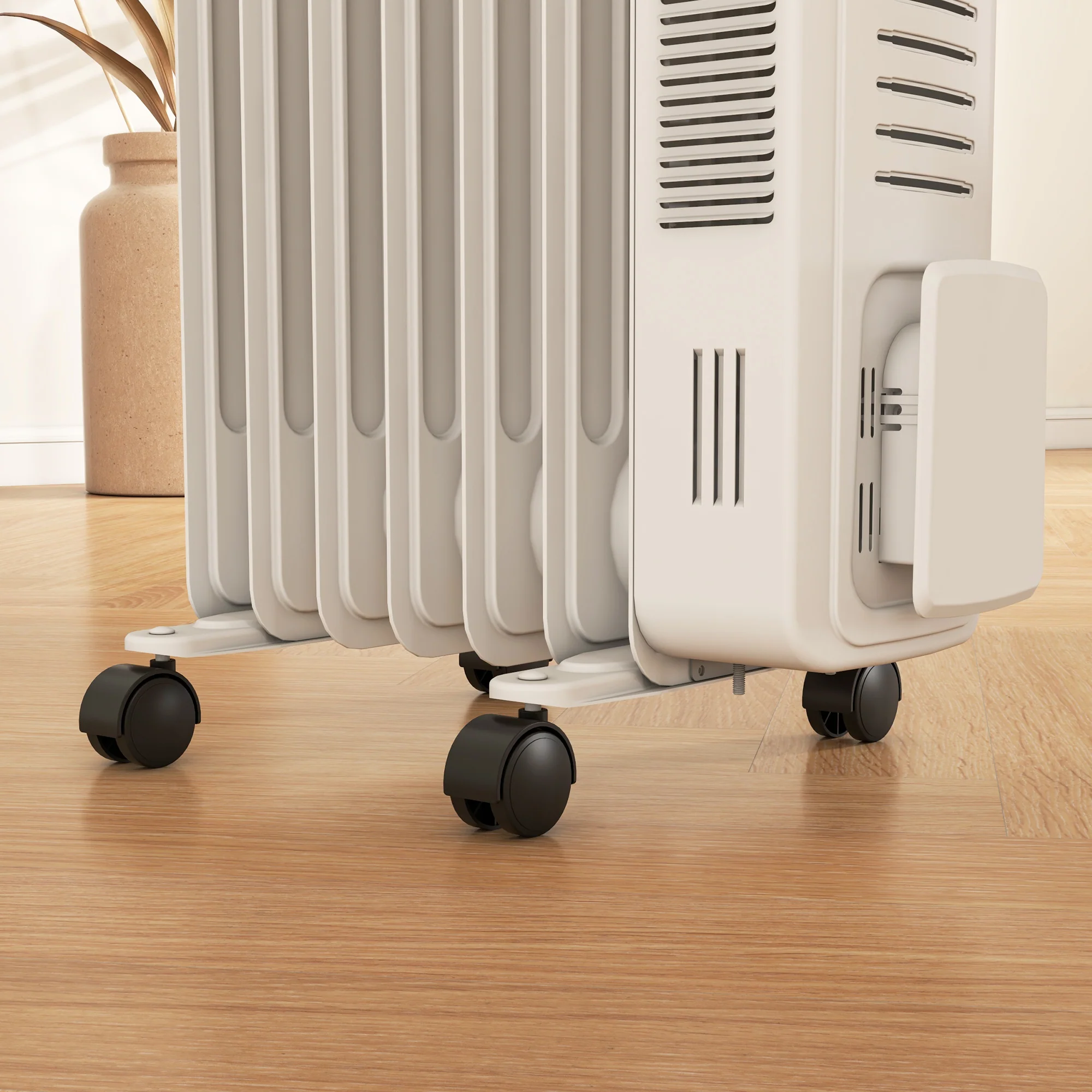 7 Fin Portable Oil Filled Radiator, Electric Heater With Safety Cut Off, White - Image 8
