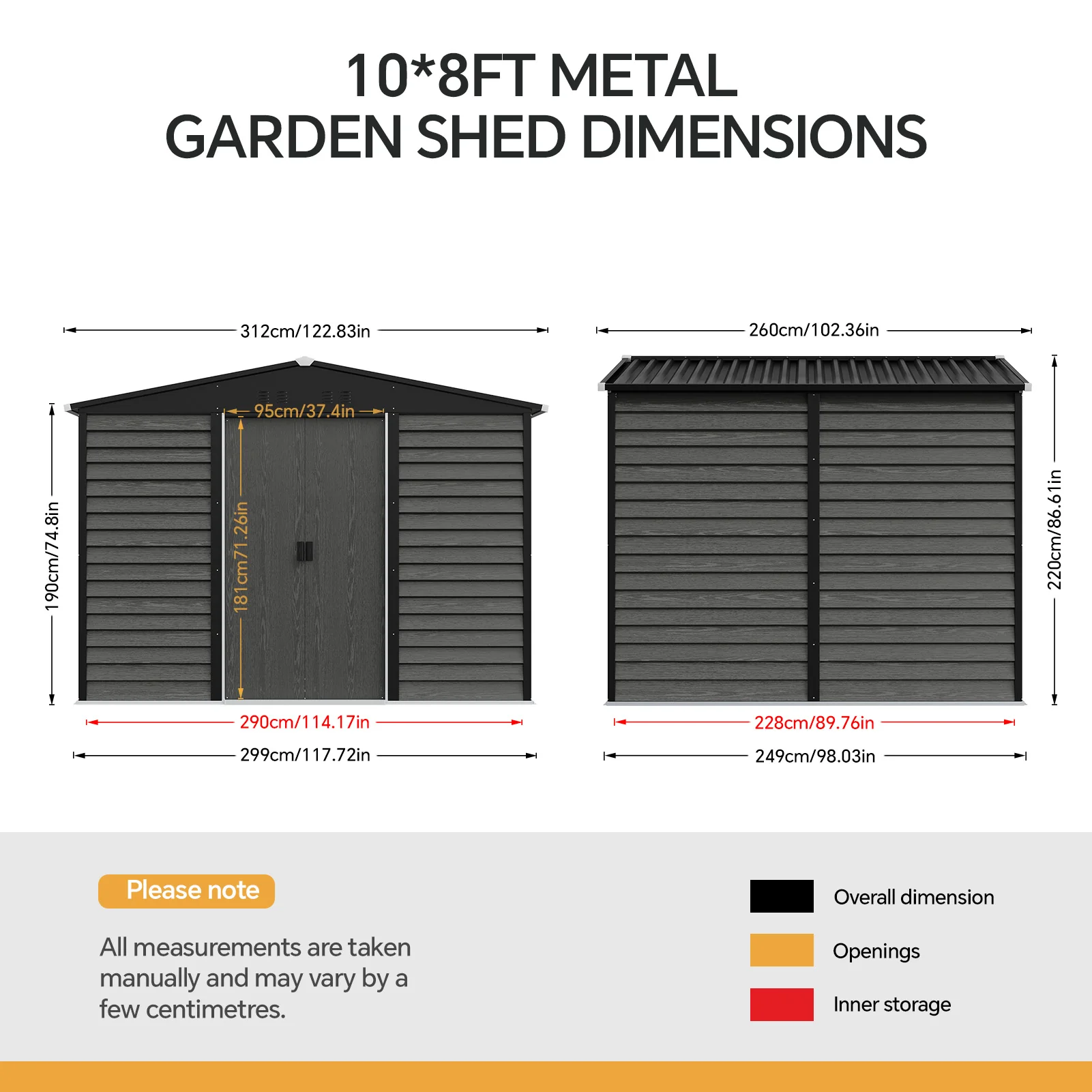 8*7FT/10*8FT Outdoor Metal Garden Storage Shed - Image 10