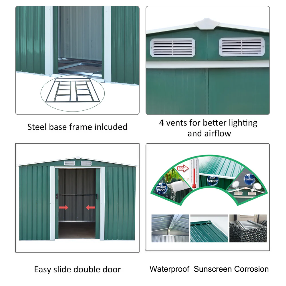 8*8FT/10*8FT Metal Garden Storage Shed with Sliding Door - Image 5
