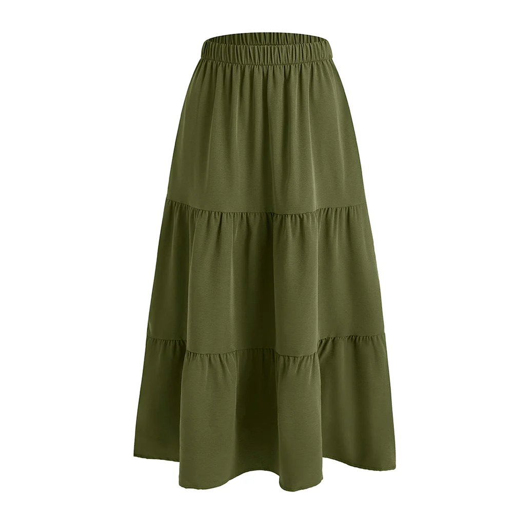 A-line Swing Pleated Midi Skirt - Image 3