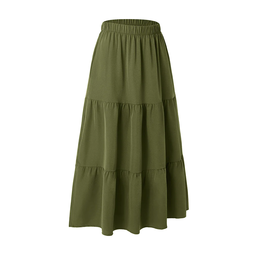 A-line Swing Pleated Midi Skirt - Image 4