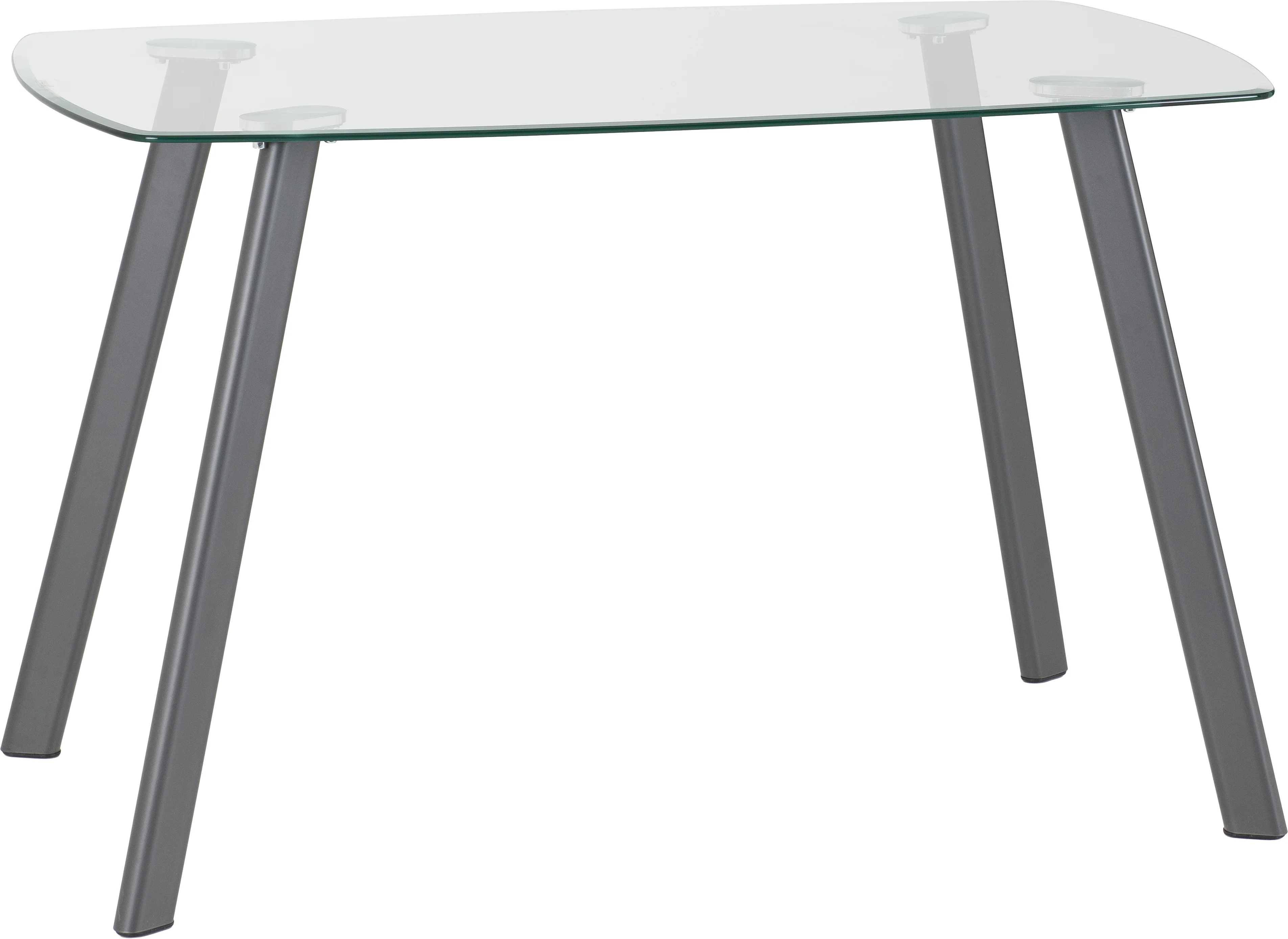 Abbey Dining Set With 4 Chairs - Clear Glass Table And Grey PU Chairs - Image 2