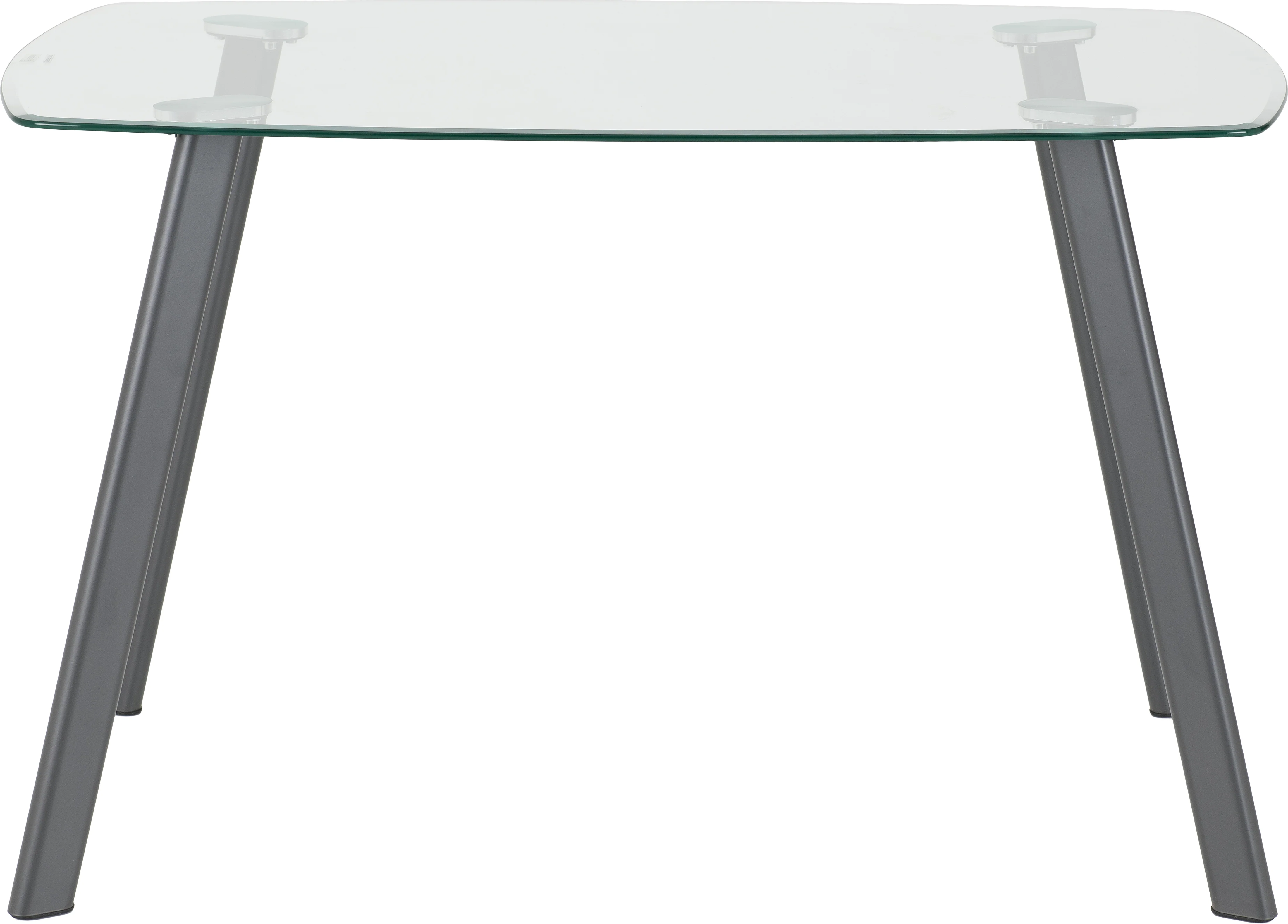 Abbey Dining Set With 4 Chairs - Clear Glass Table And Grey PU Chairs - Image 3