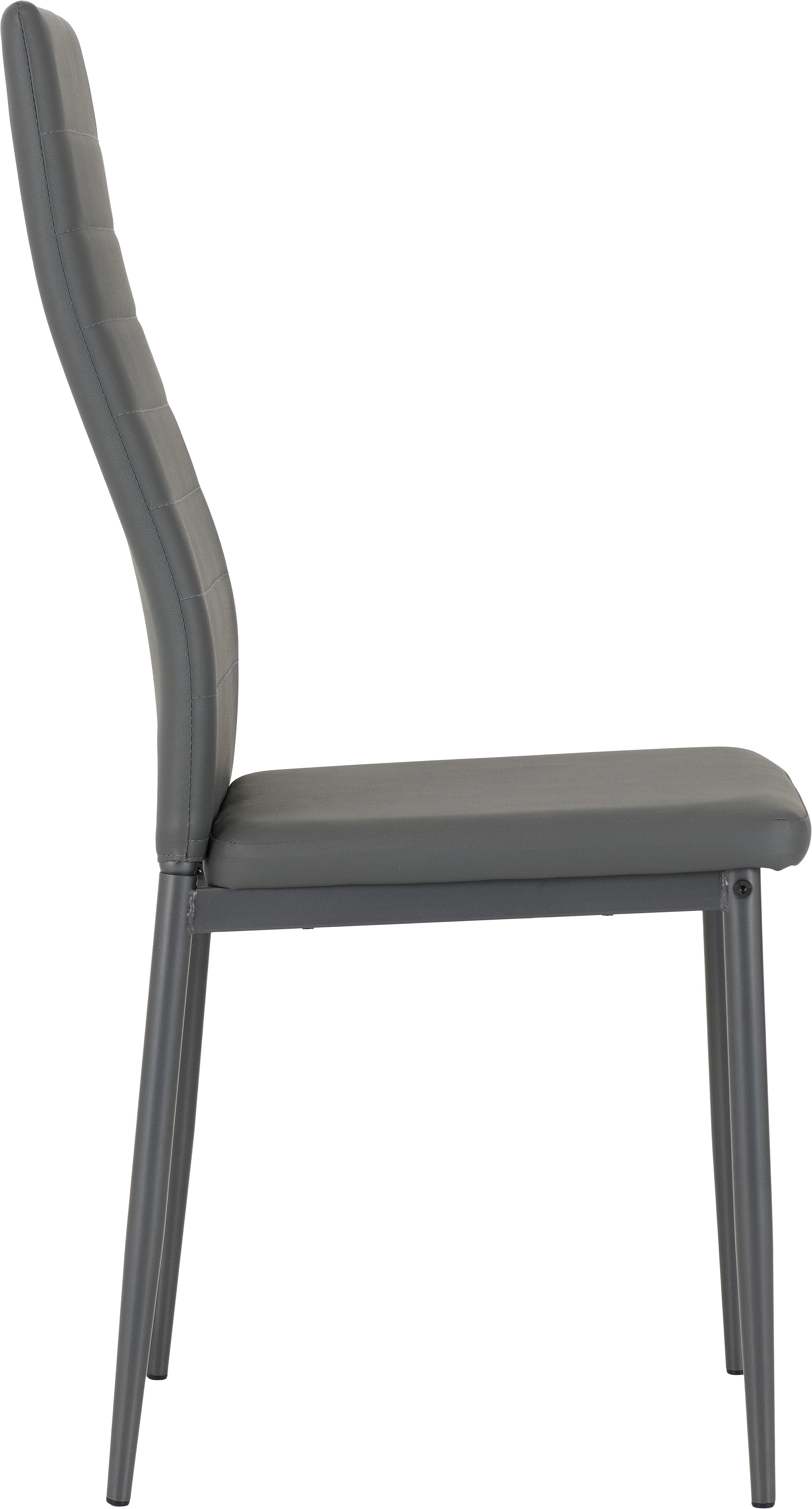 Abbey Dining Set With 4 Chairs - Clear Glass Table And Grey PU Chairs - Image 6