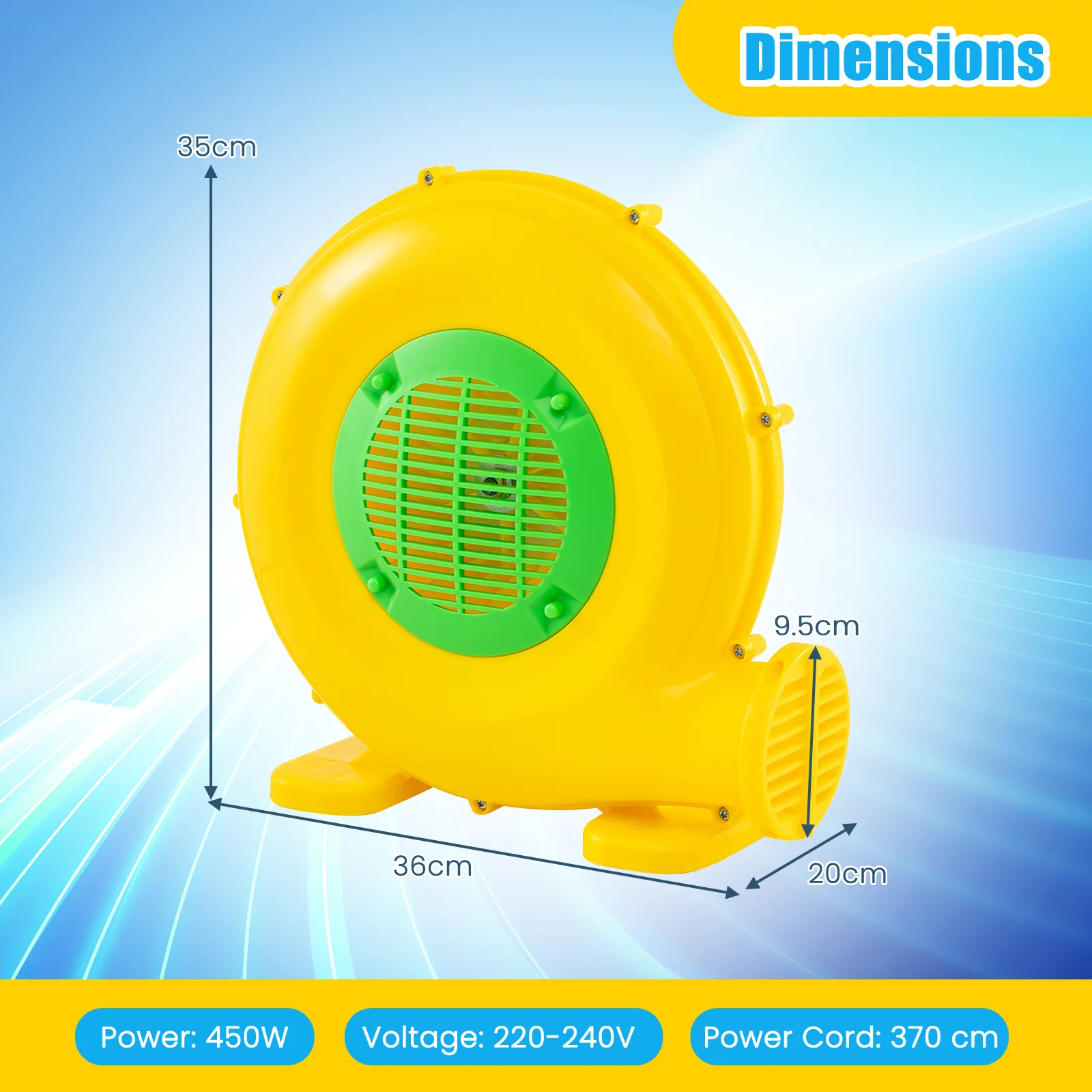 Air Blower 450W Air Pump Fan With Convenient Handle And Ground Stakes - Image 4