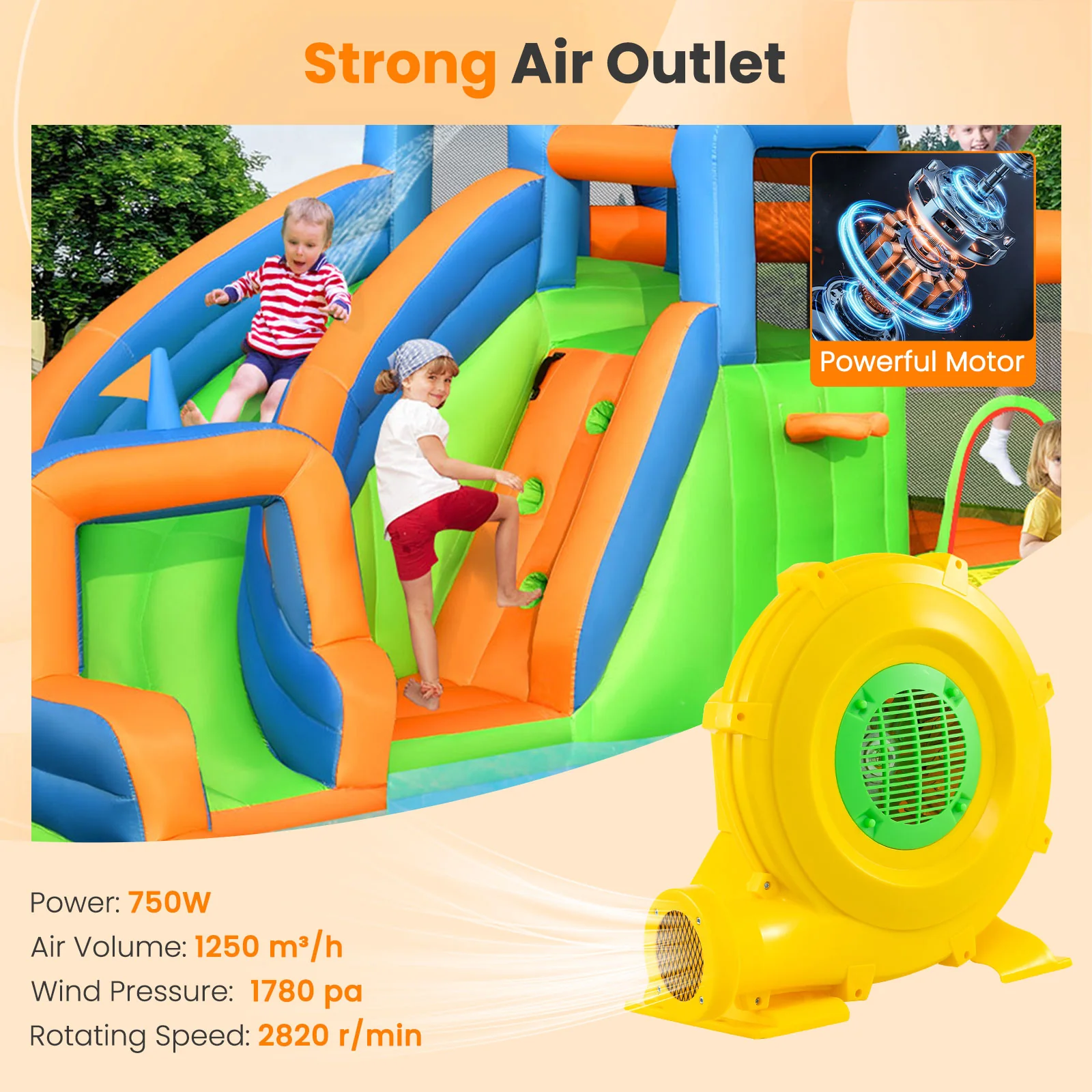 Air Blower 750W Air Pump Fan With Convenient Handle And Ground Stakes - Image 7