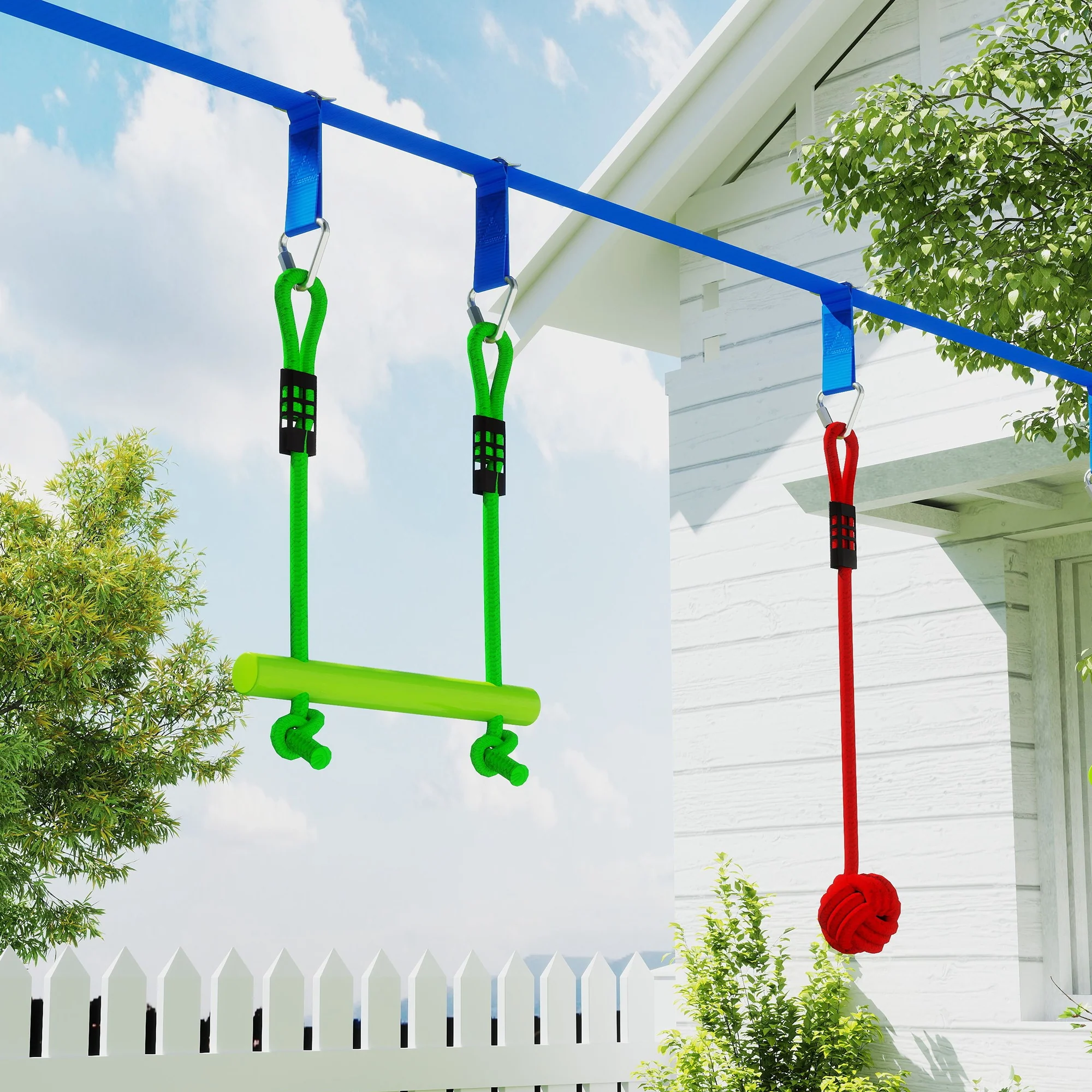 AIYAPLAY 10 Piece Zip Line Kit for Kids, for Outdoor Garden, Multicolour - Image 8