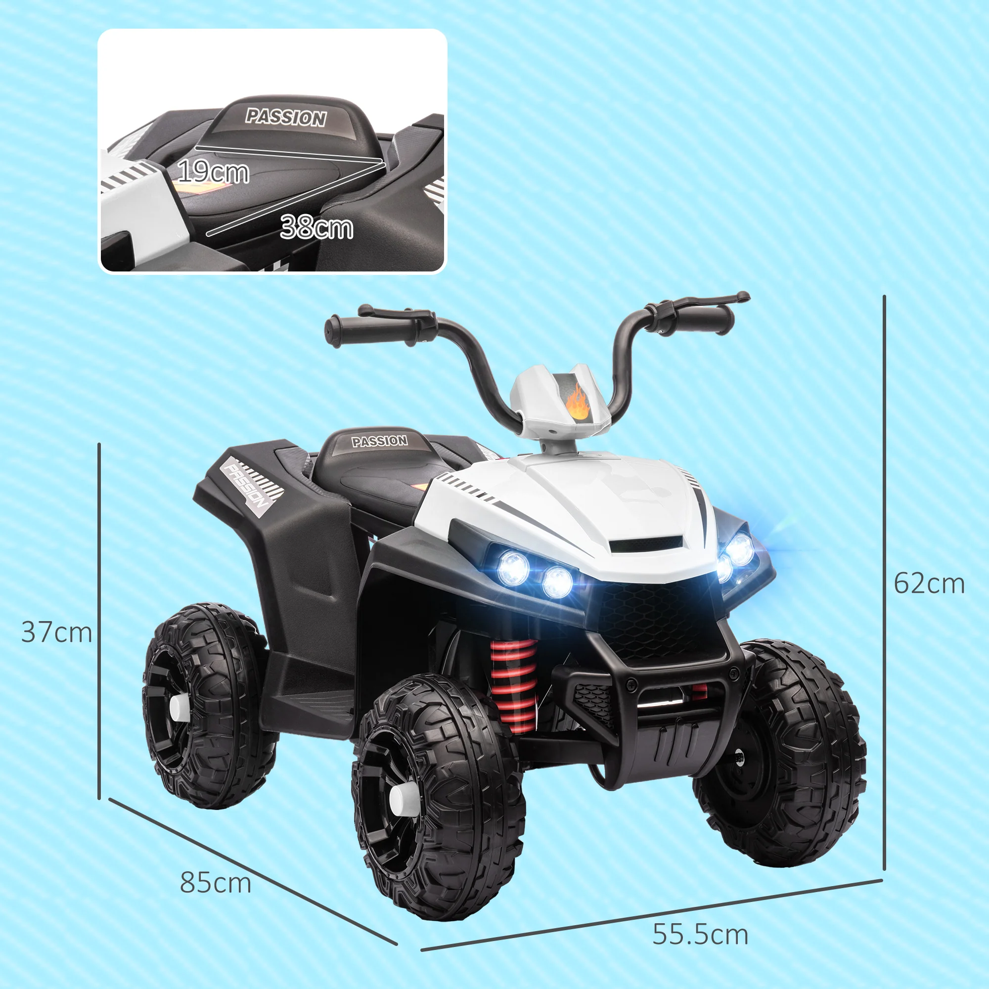AIYAPLAY 12V Kids Electric Quad Bike With 4 Wheels Spring Suspension - Image 14